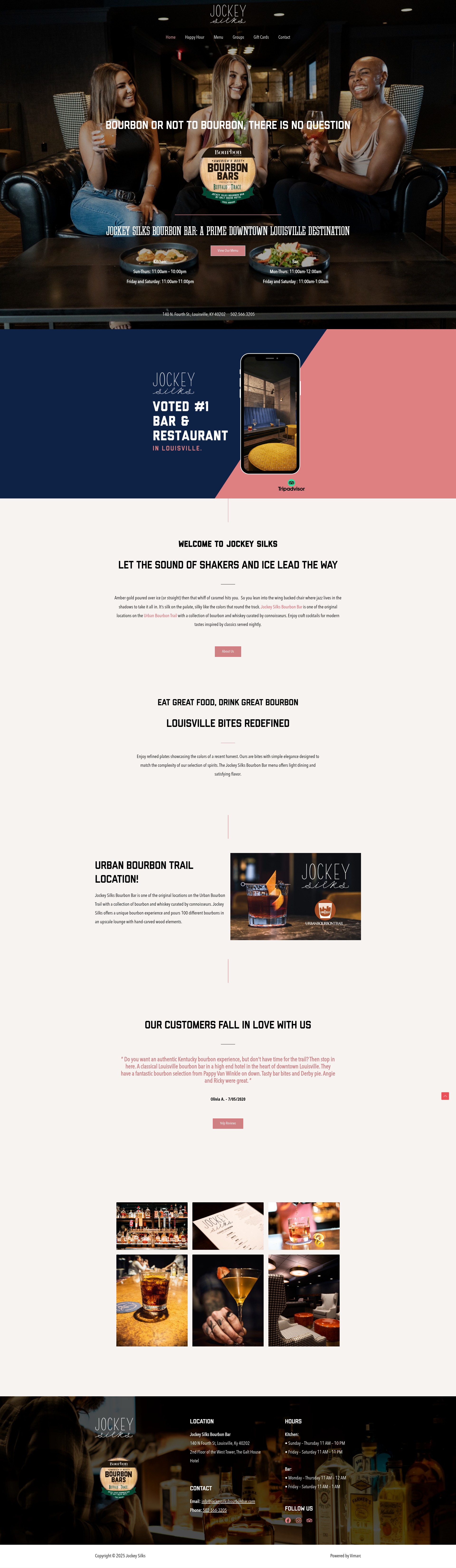 Screenshot of jockeysilksbourbonbar.com