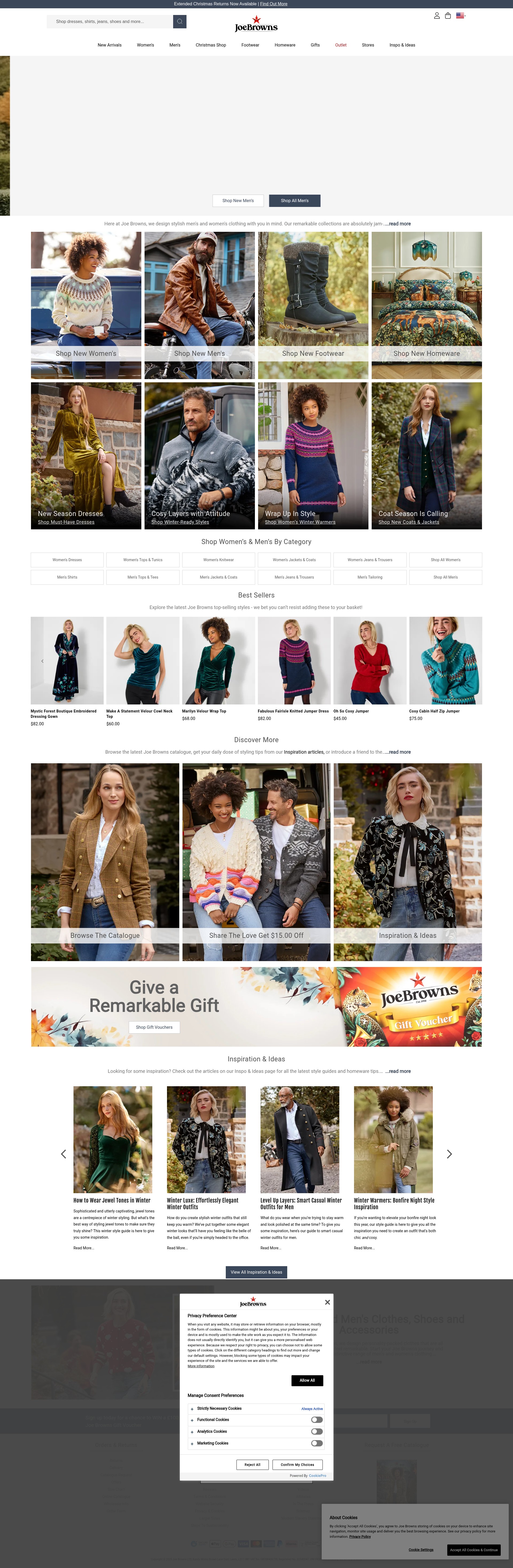 Screenshot of joebrowns.co.uk