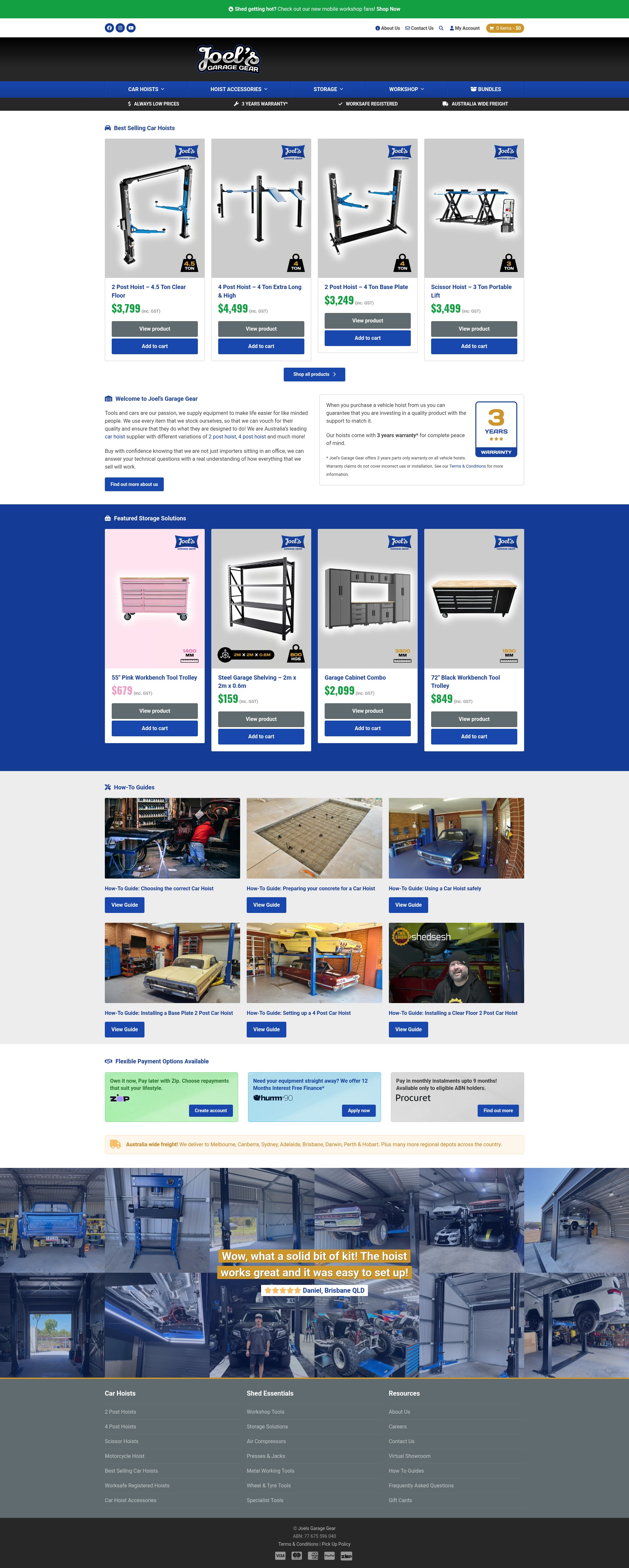 Screenshot of joelsgaragegear.com.au