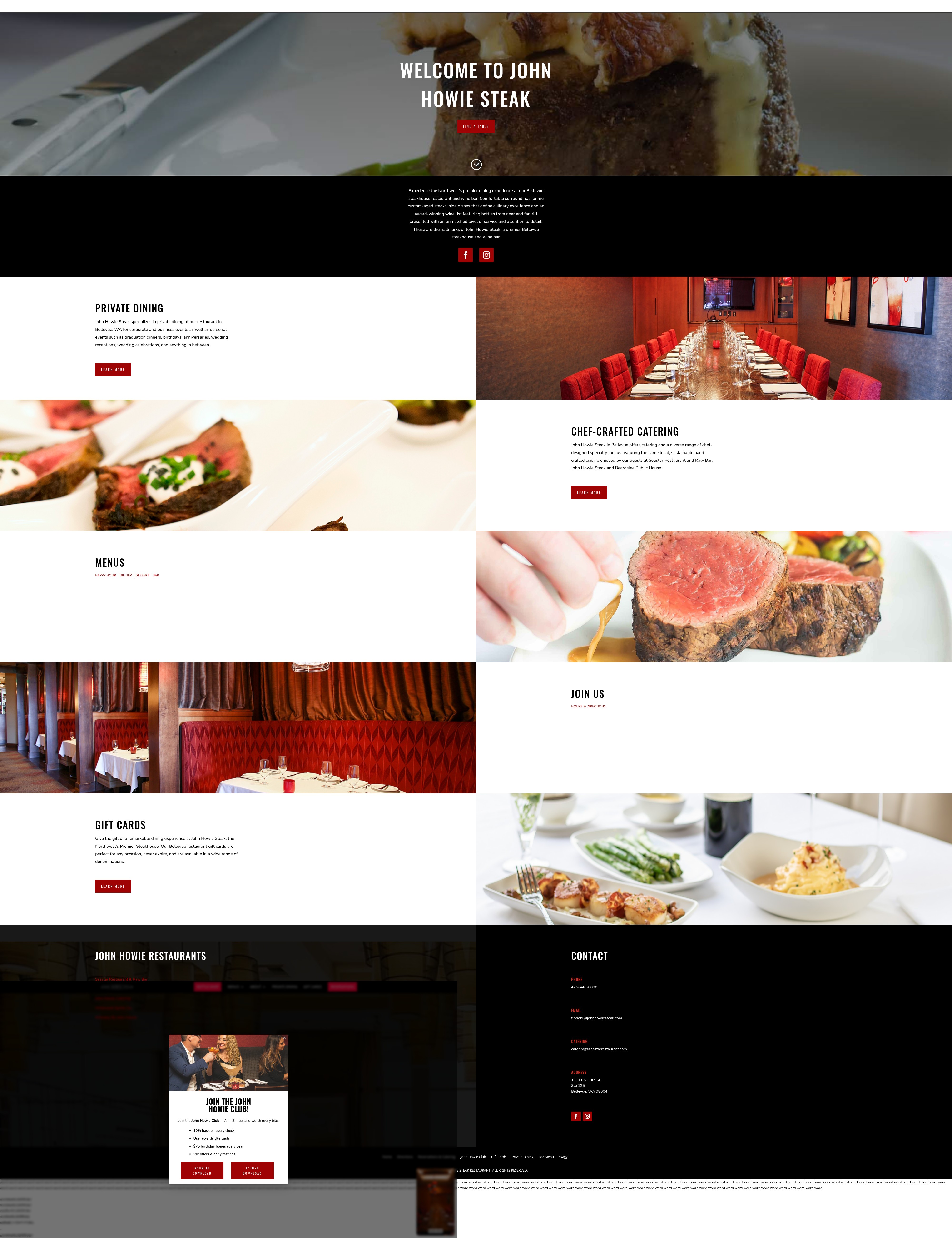 Screenshot of johnhowiesteak.com