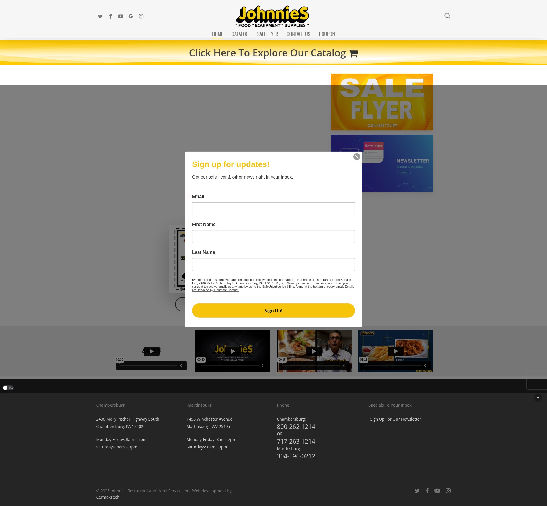 Screenshot of johnniesinc.com