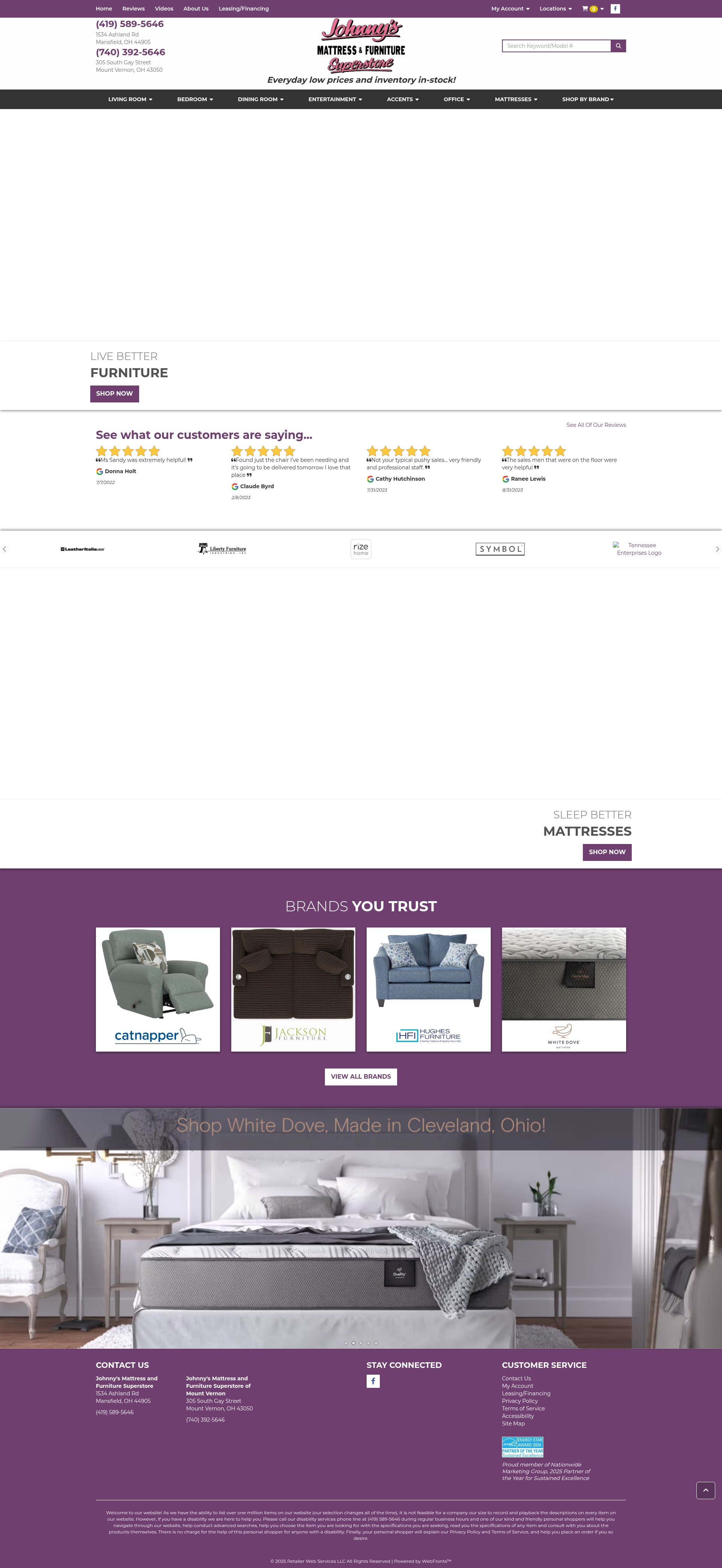 Screenshot of johnnysmattressandfurnituresuperstore.com