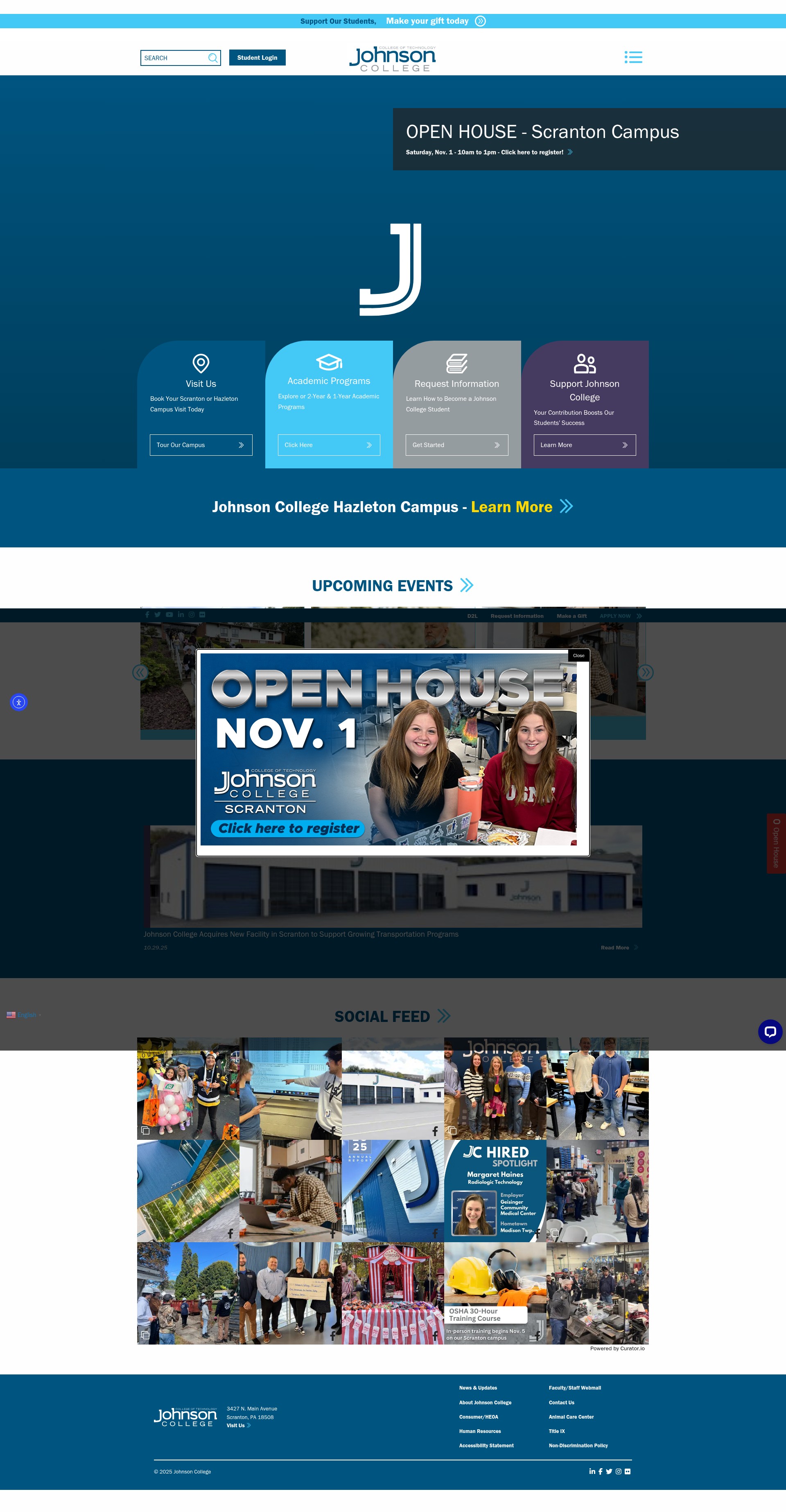 Screenshot of johnson.edu