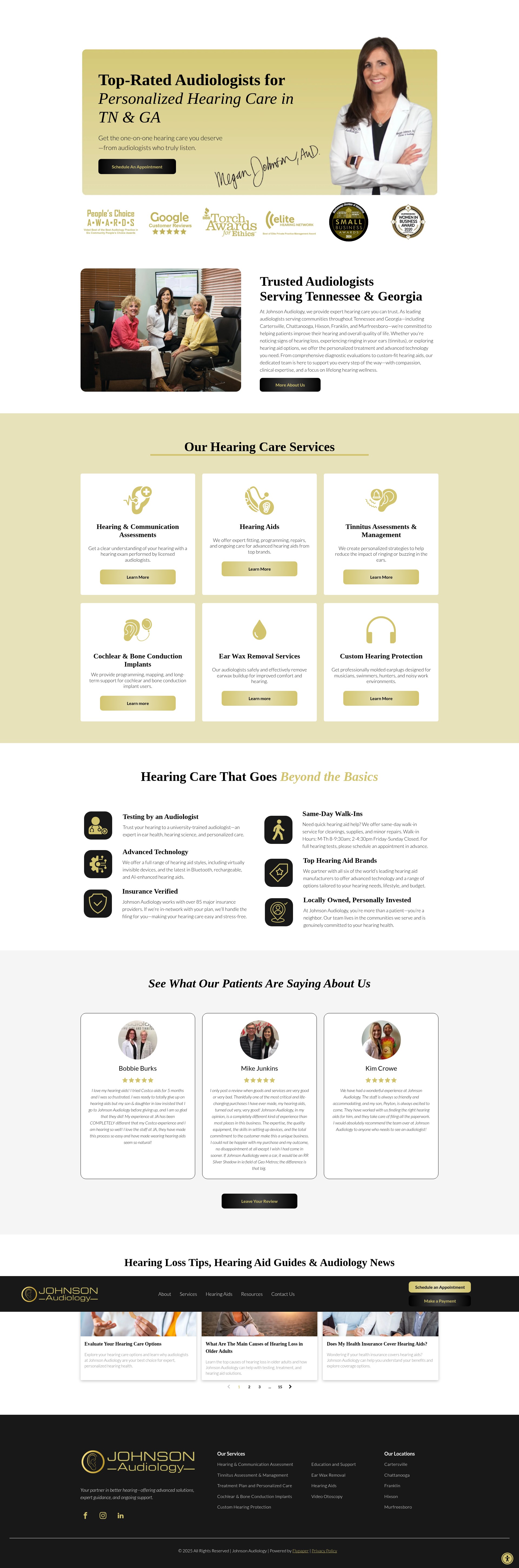 Screenshot of johnsonaudiology.com