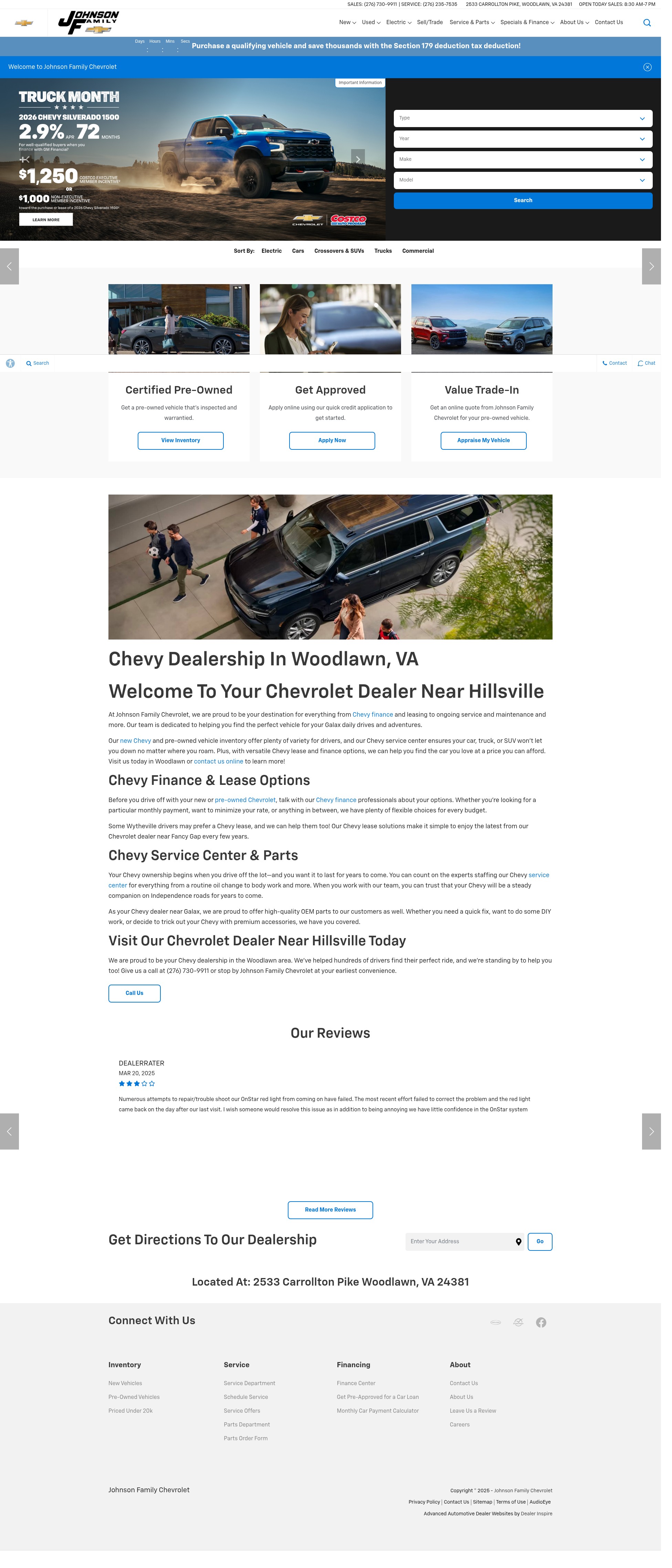 Screenshot of johnsoncars.com