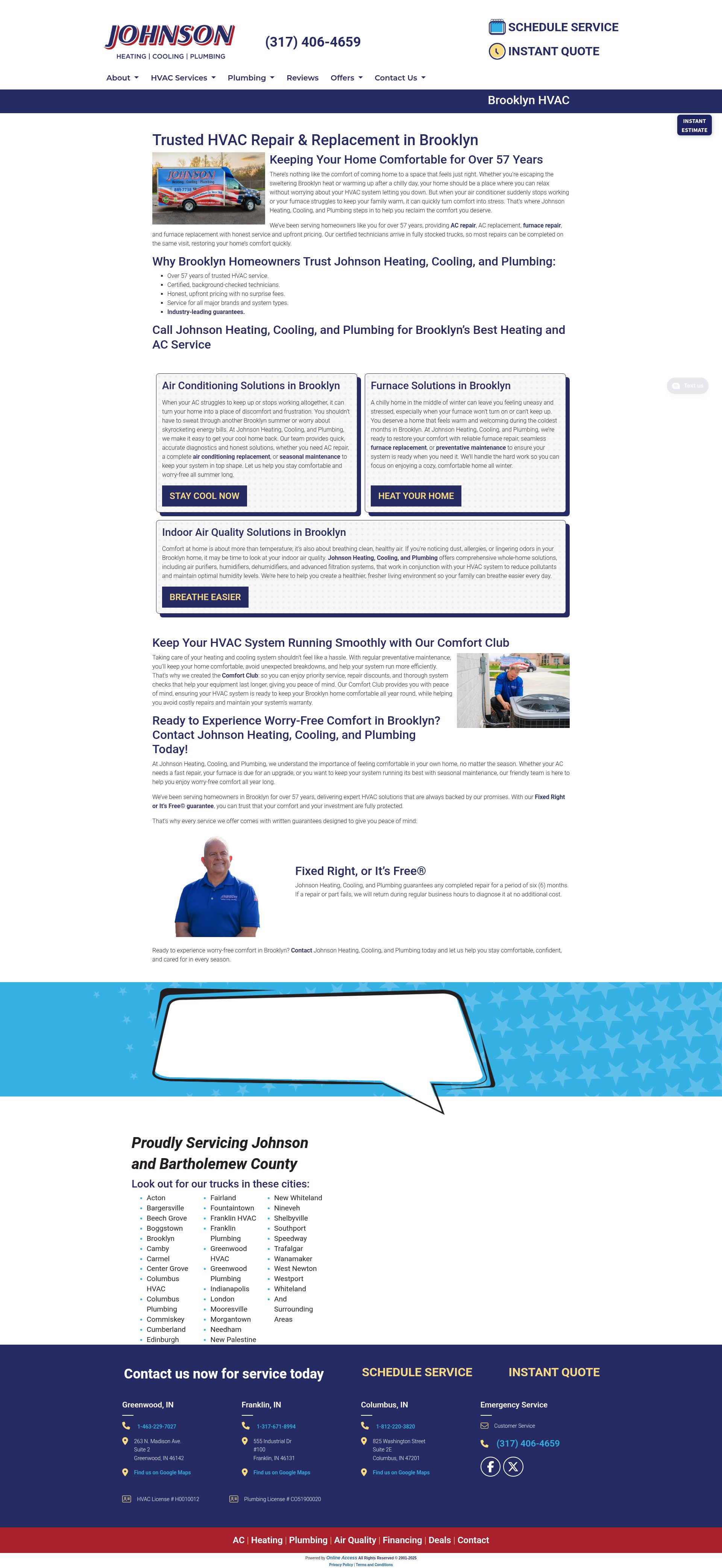 Screenshot of johnsoncomfort.com