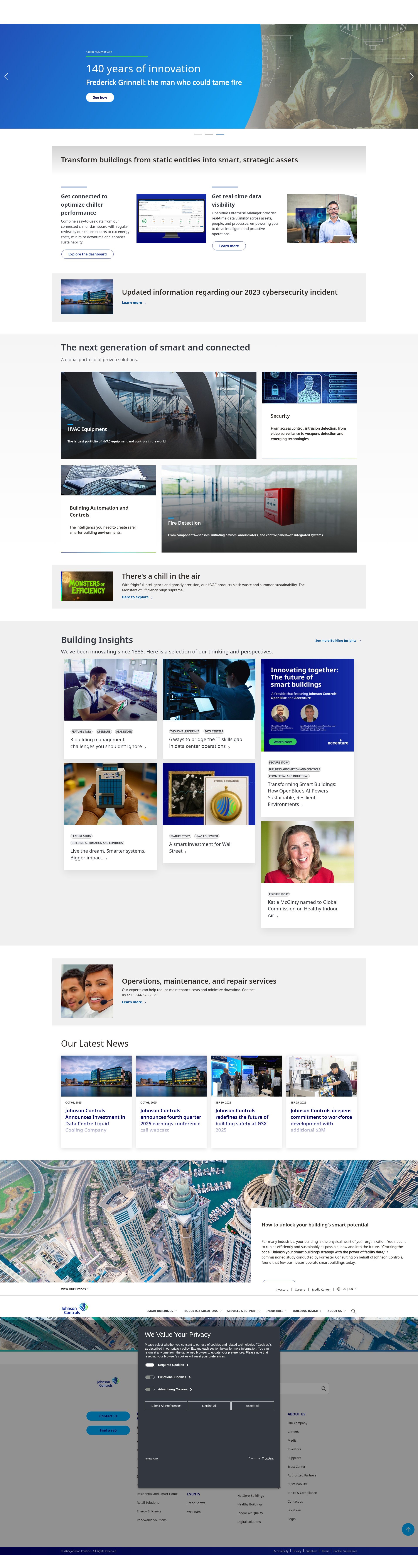 Screenshot of johnsoncontrols.com