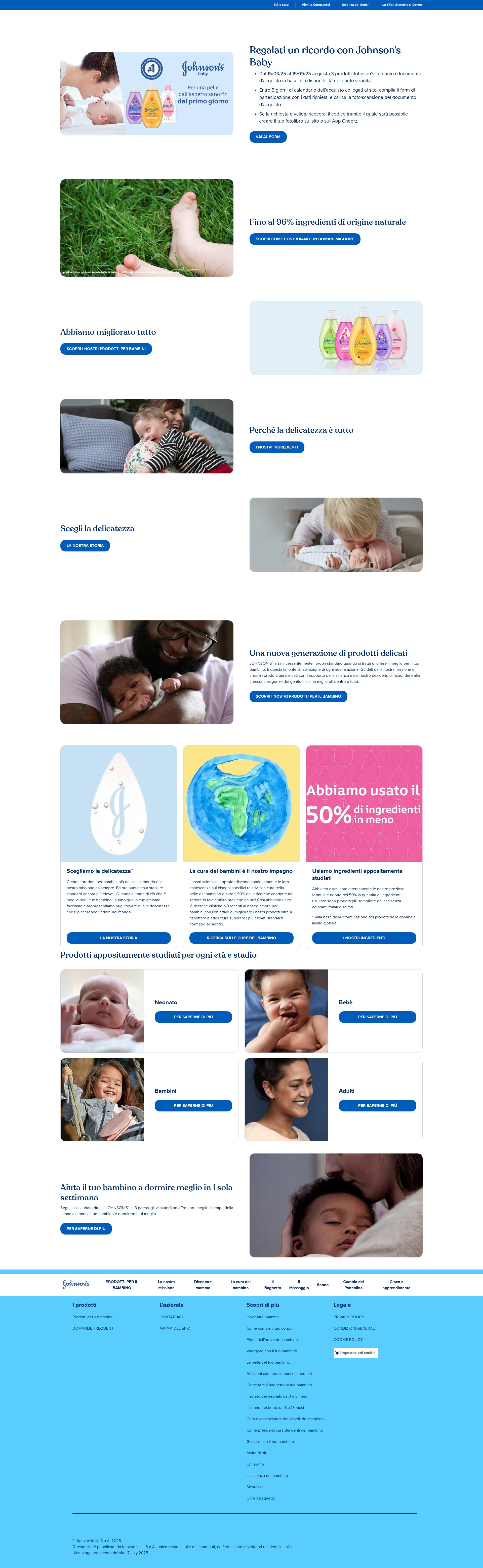 Screenshot of johnsonsbaby.it