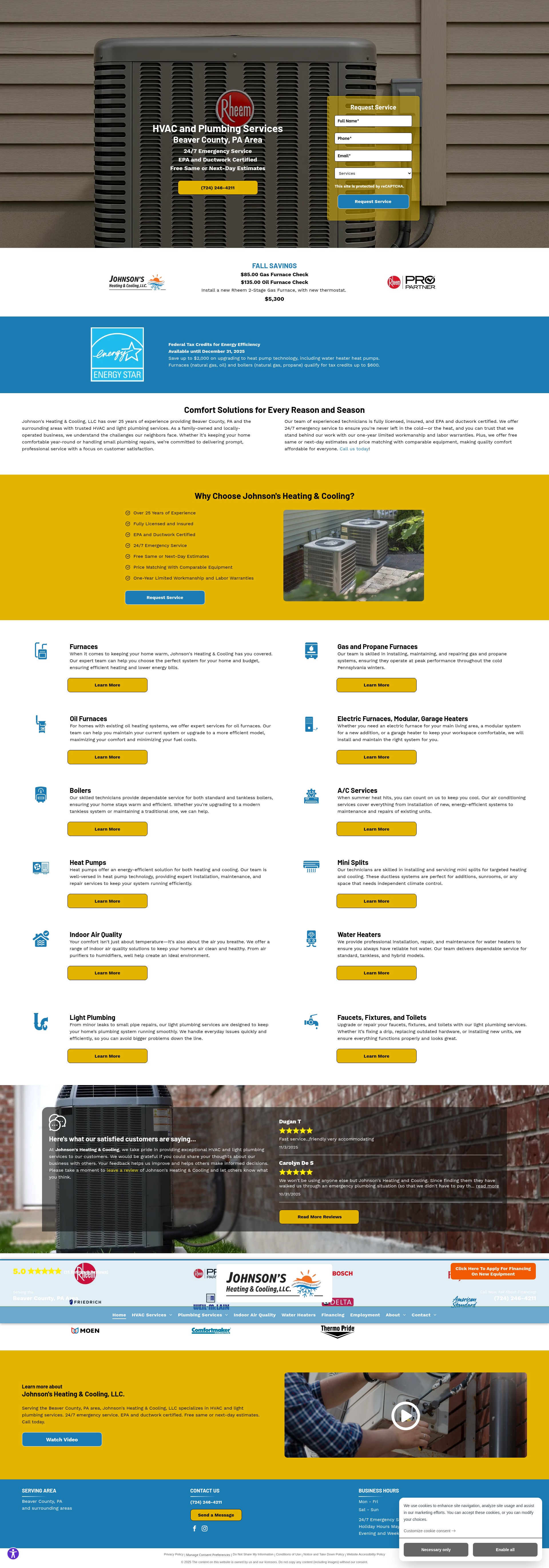 Screenshot of johnsonsheatingcooling.com