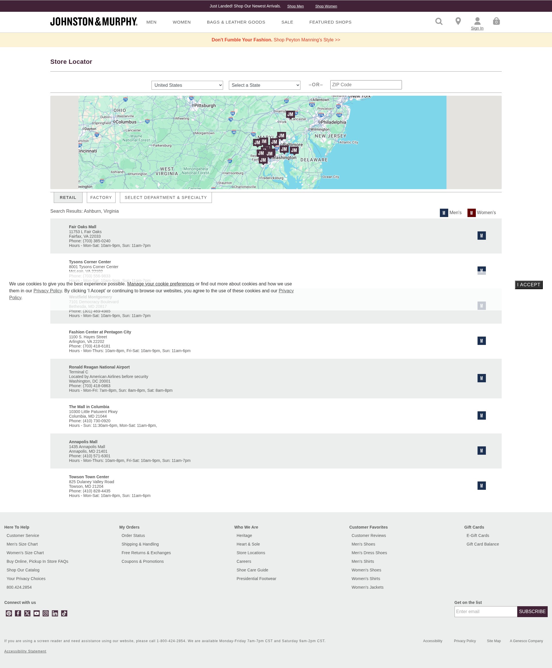 Screenshot of johnstonmurphy.com