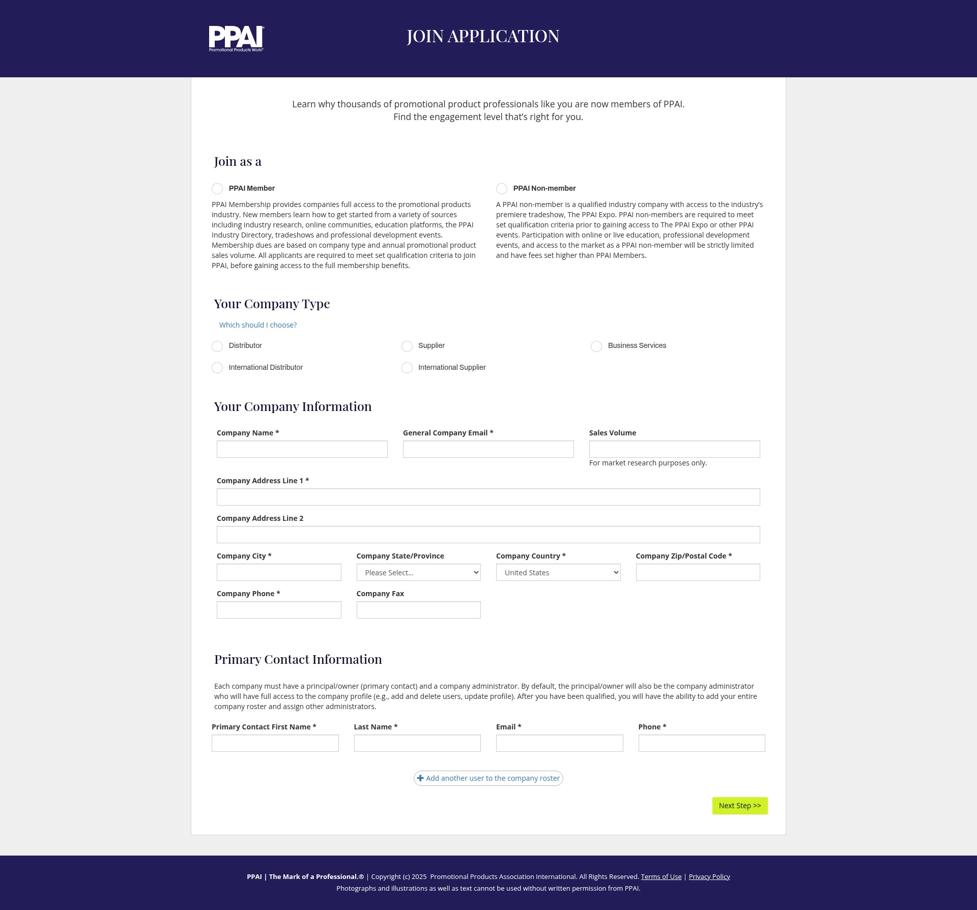 Screenshot of join.ppai.org