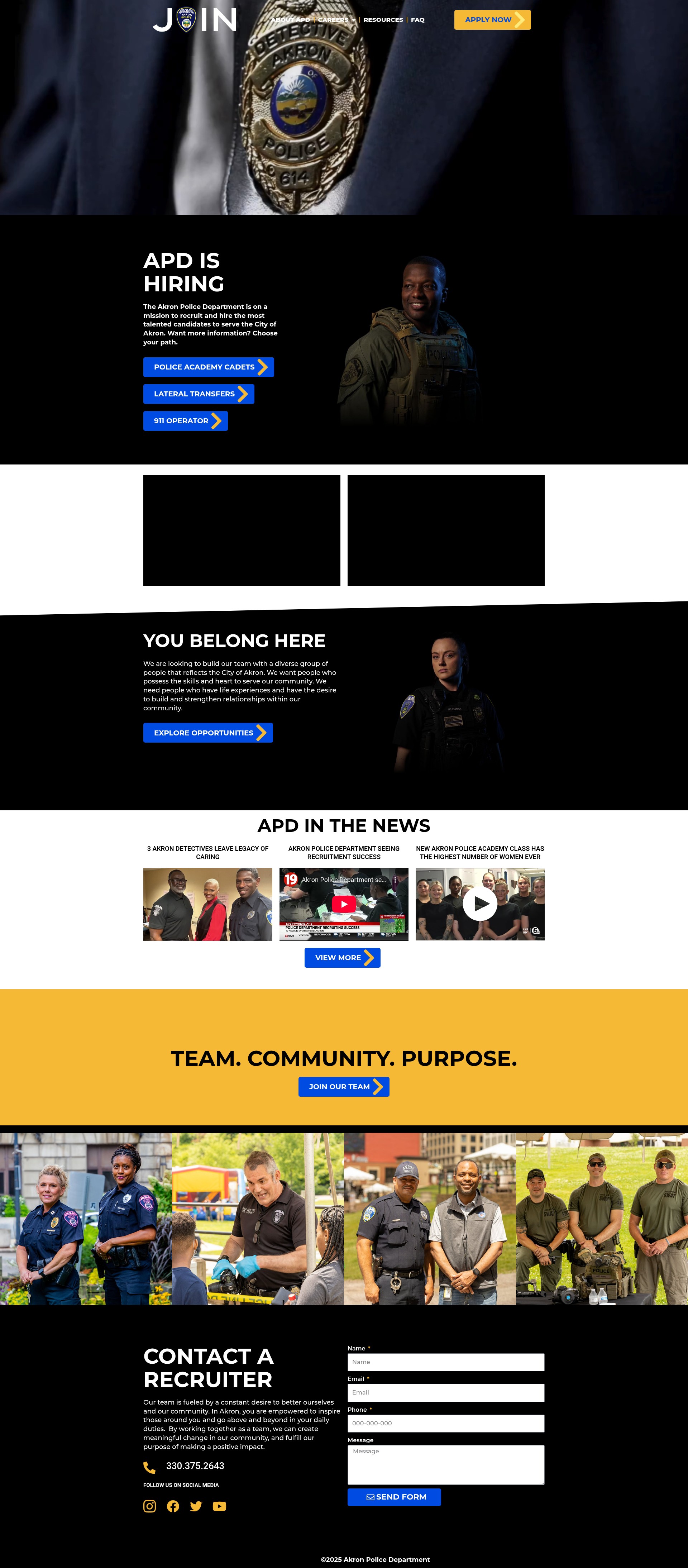 Screenshot of joinakronpolice.com