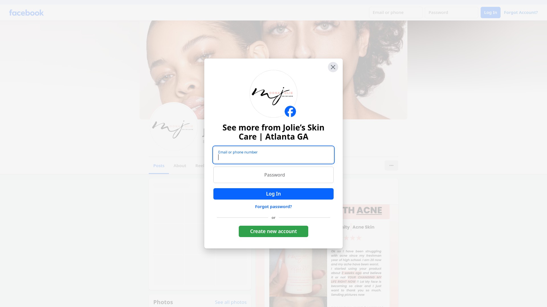 Screenshot of joliesskincare.com