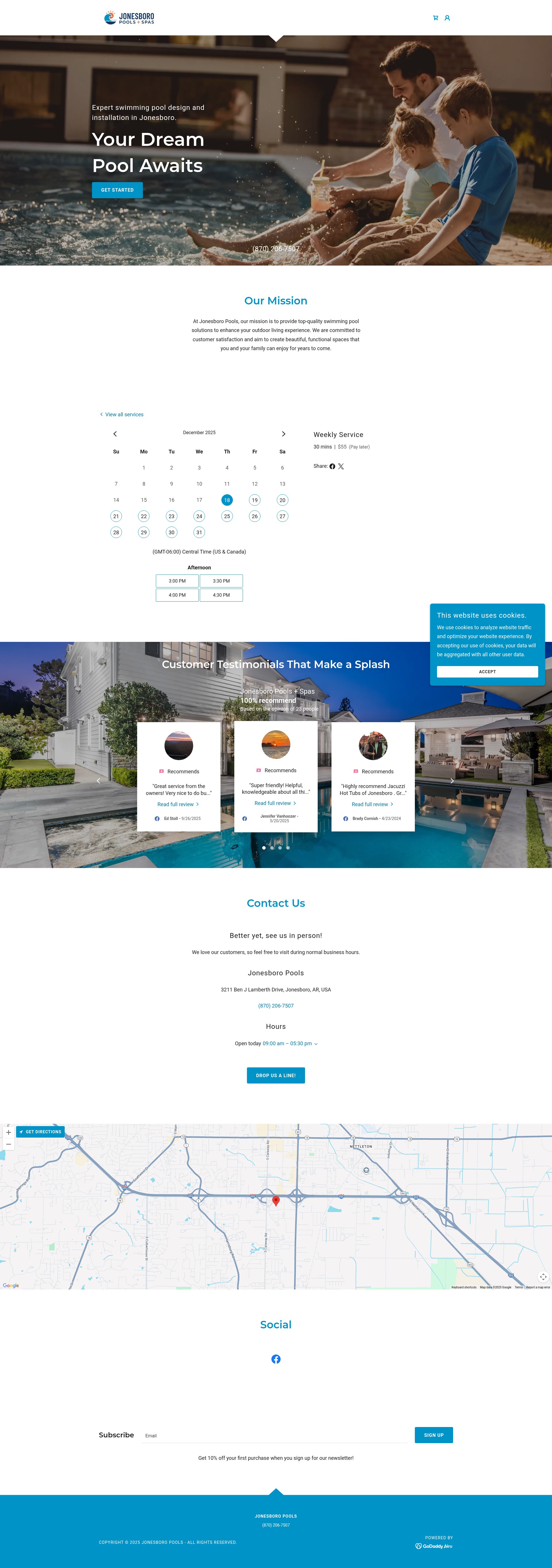 Screenshot of jonesboropools.com
