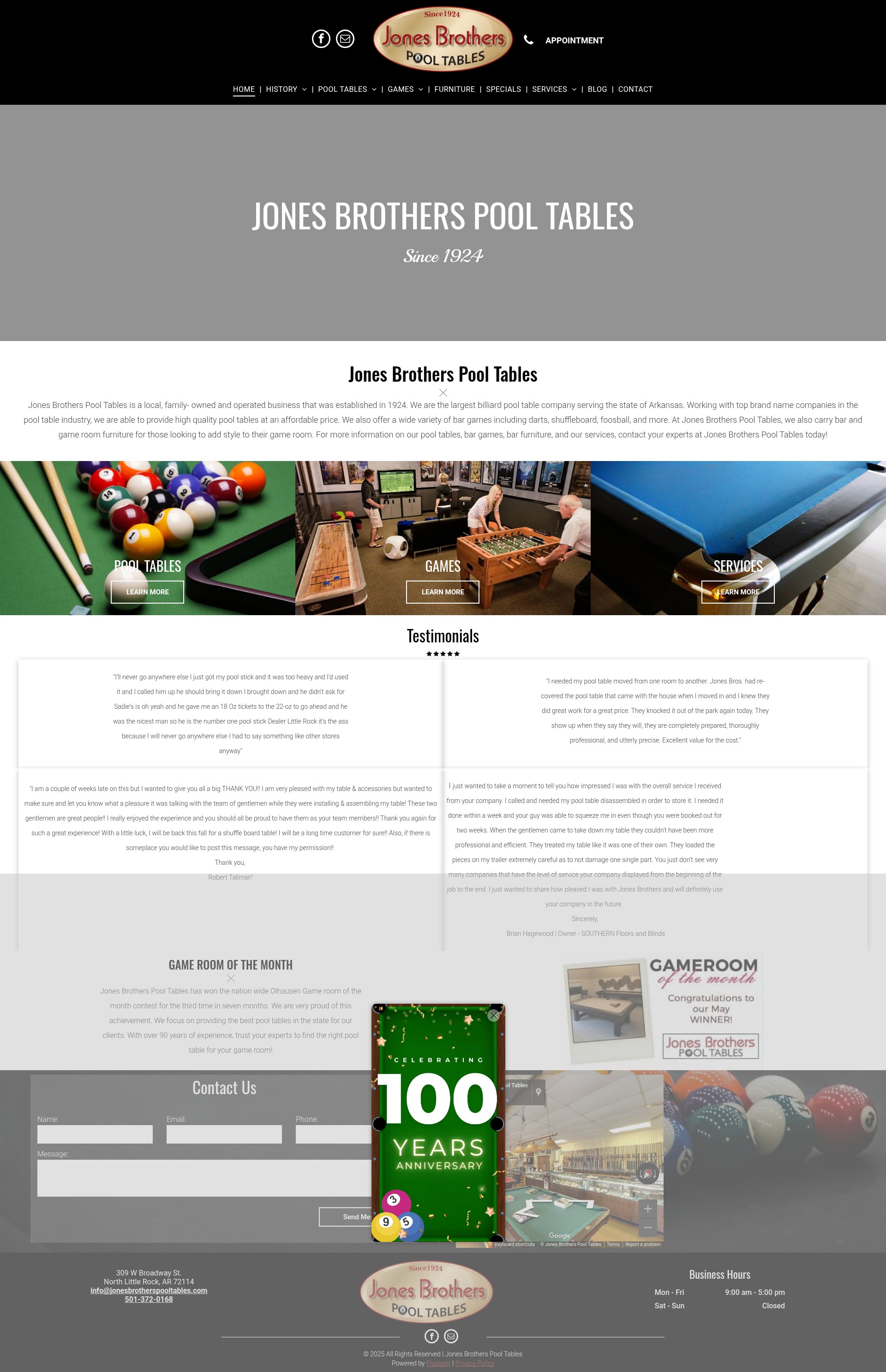 Screenshot of jonesbrotherspooltables.com