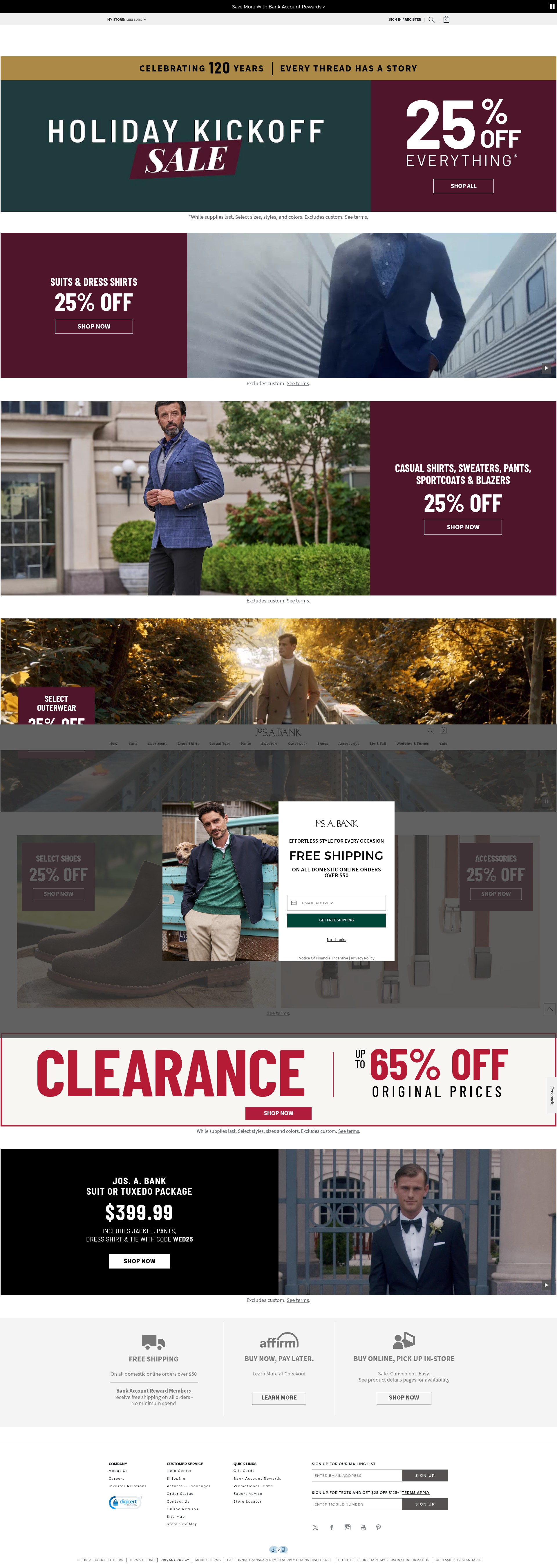 Screenshot of josbank.com