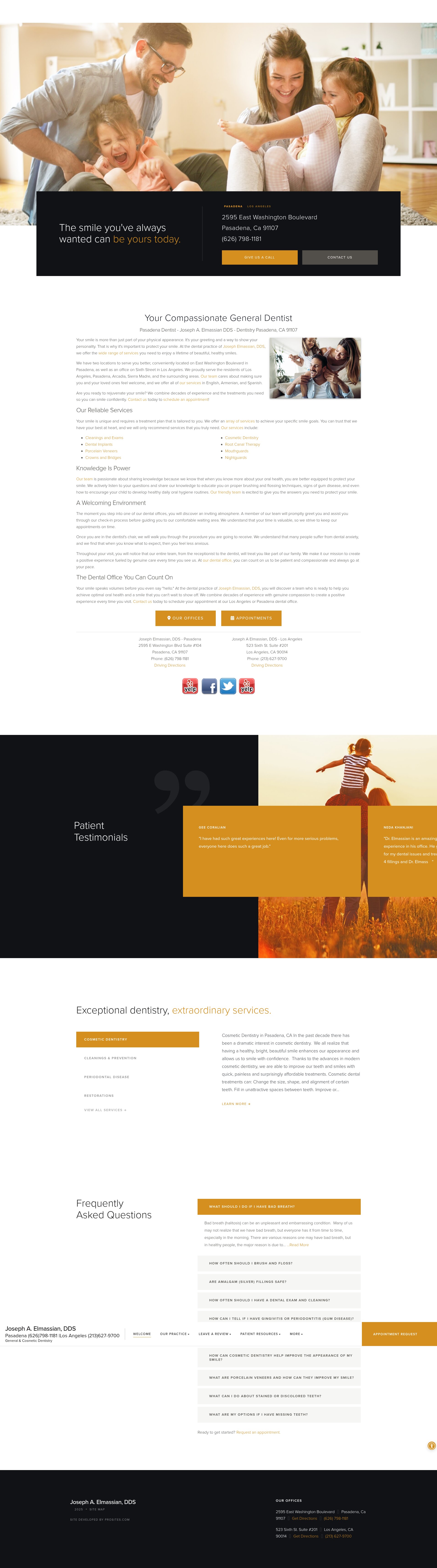 Screenshot of josephaelmassiandds.com