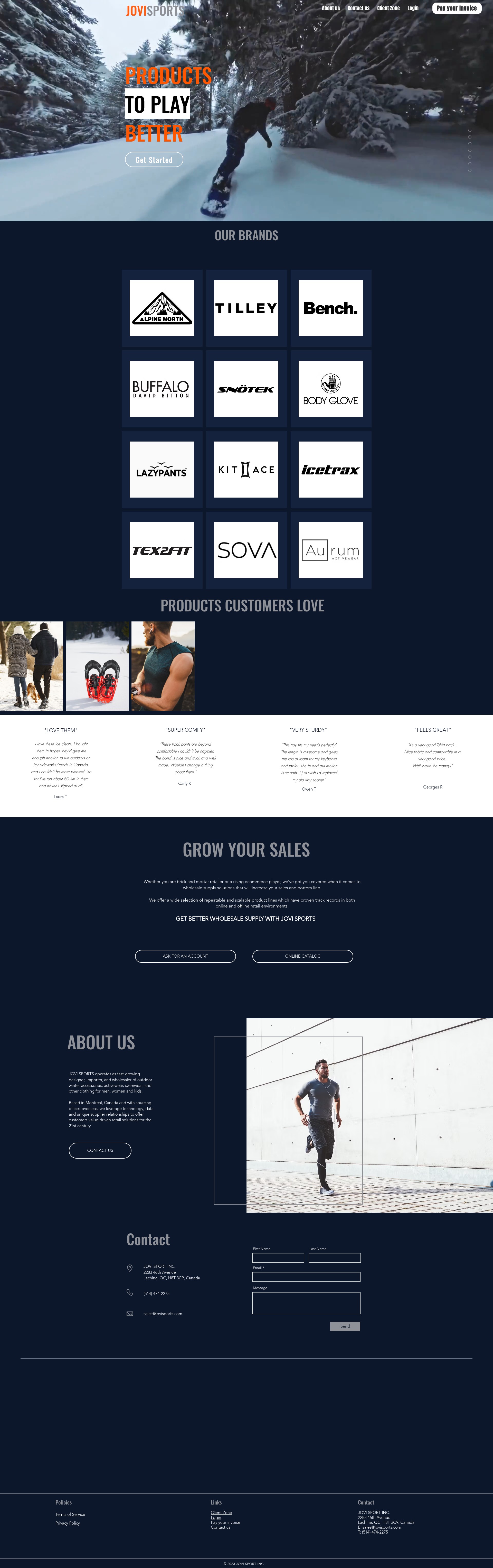Screenshot of jovisports.com