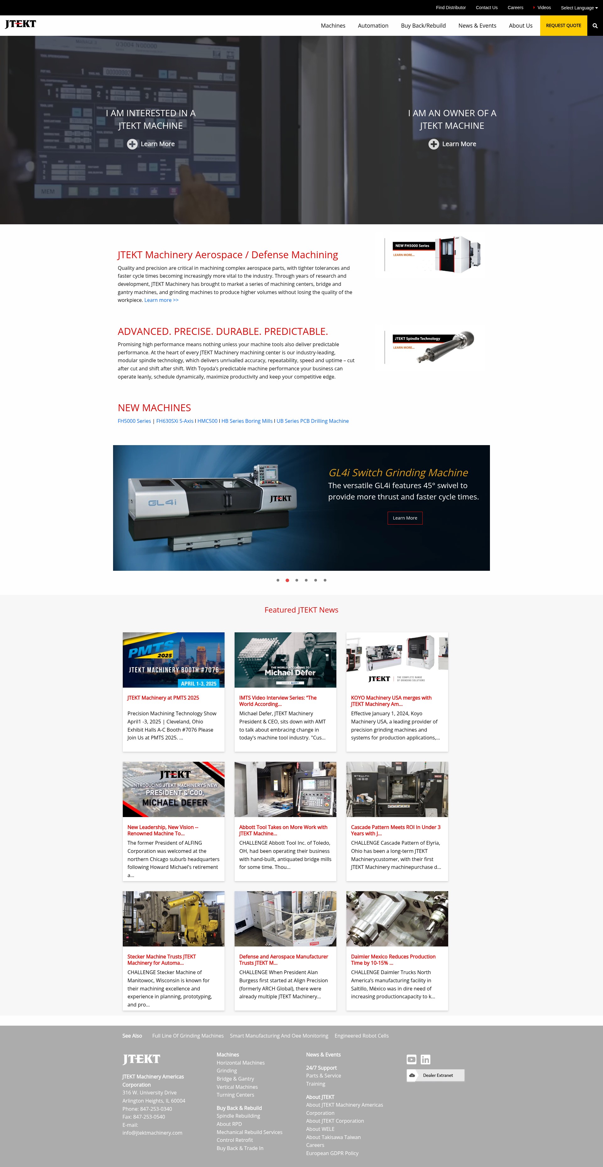 Screenshot of jtektmachinery.com