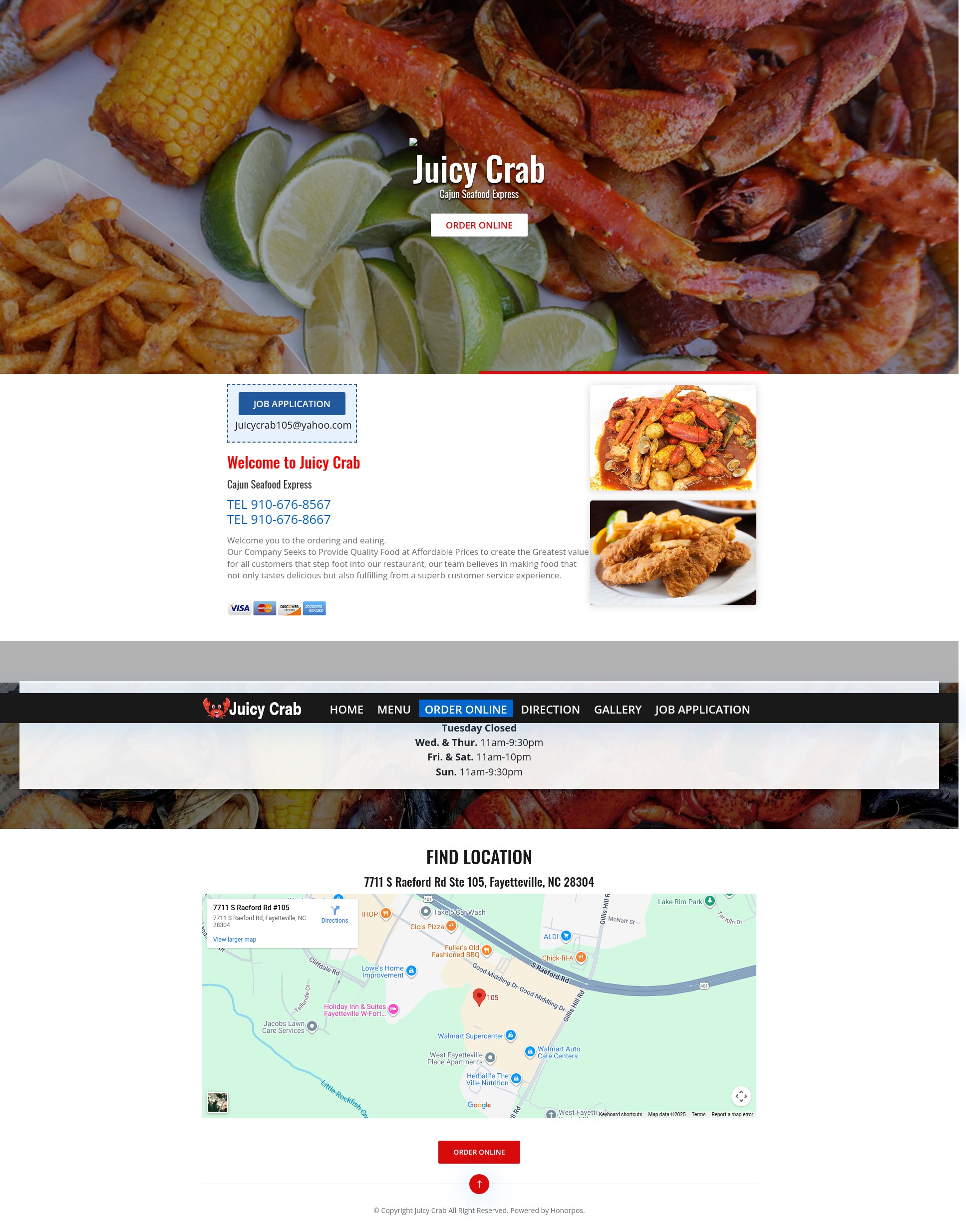 Screenshot of juicycrabfayetteville.com