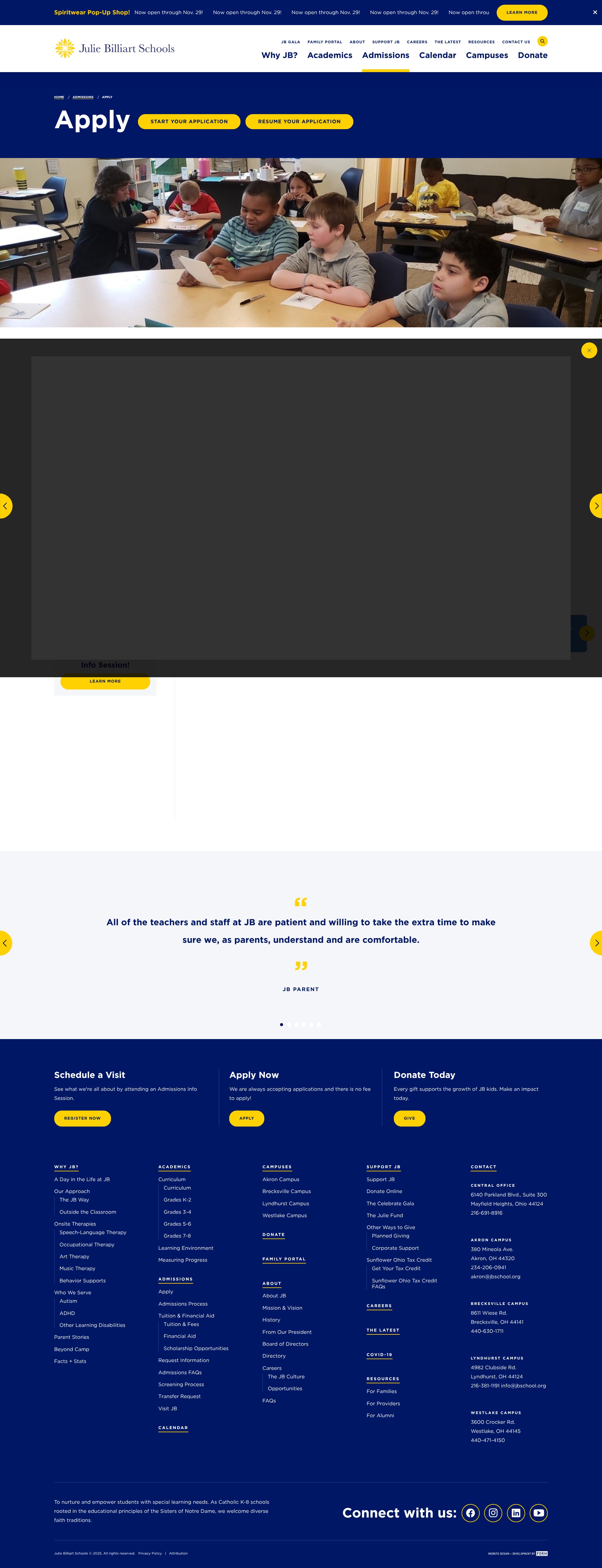 Screenshot of juliebilliartschool.org