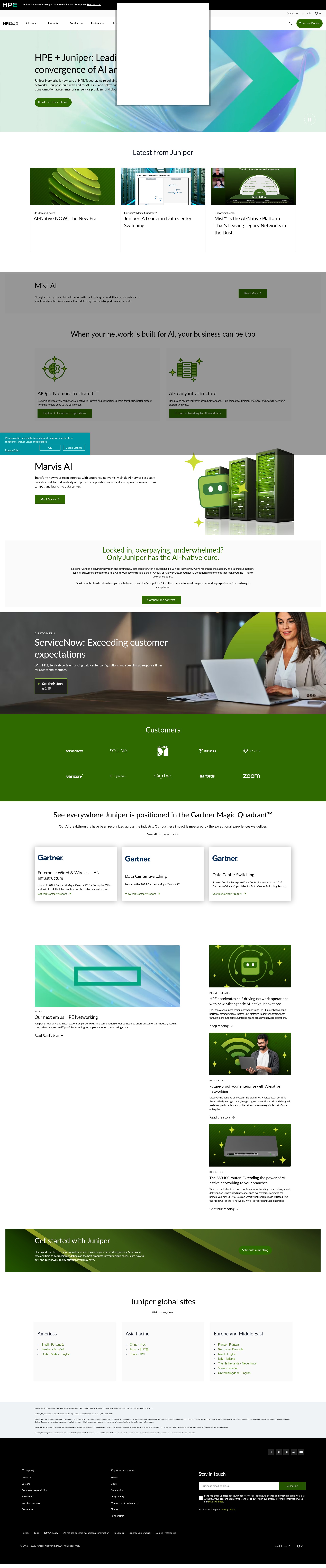 Screenshot of juniper.net