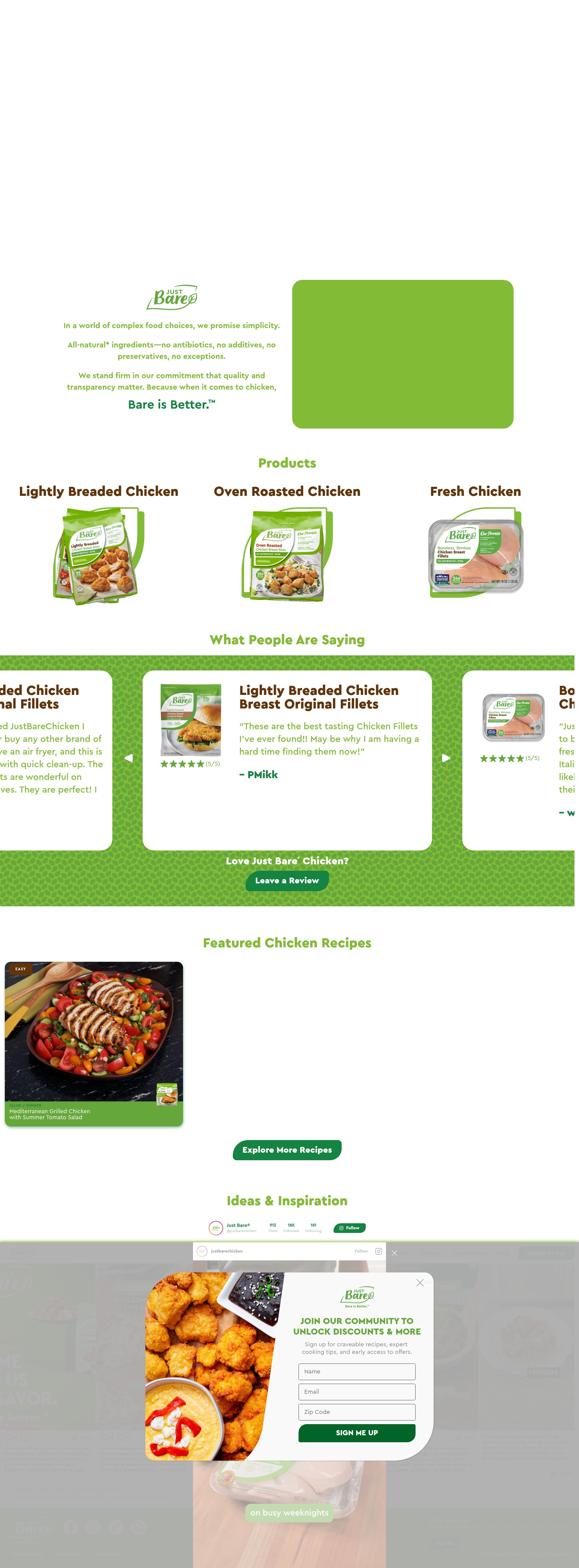 Screenshot of justbarechicken.com