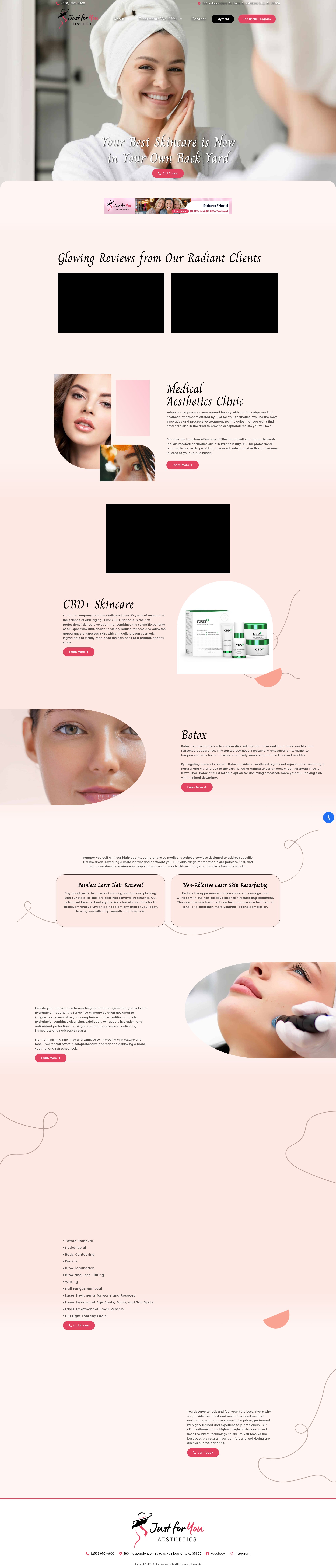 Screenshot of justforyouaesthetics.com