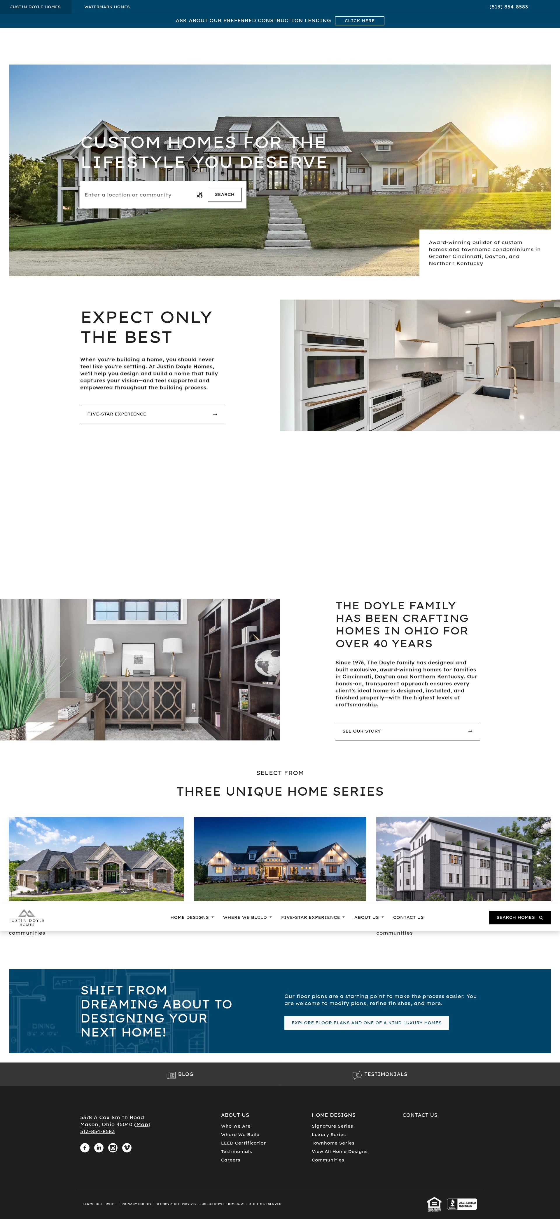 Screenshot of justindoylehomes.com