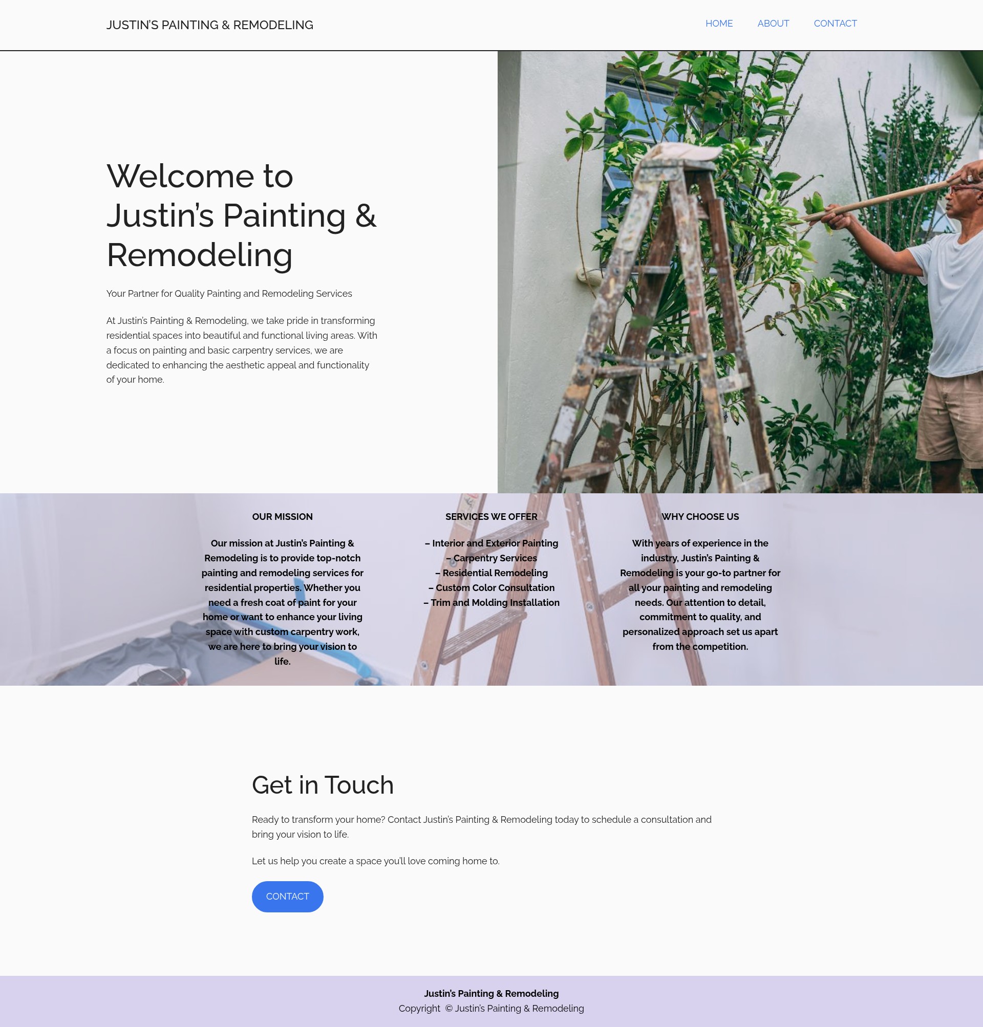 Screenshot of justinspaintingremodelingllc.com