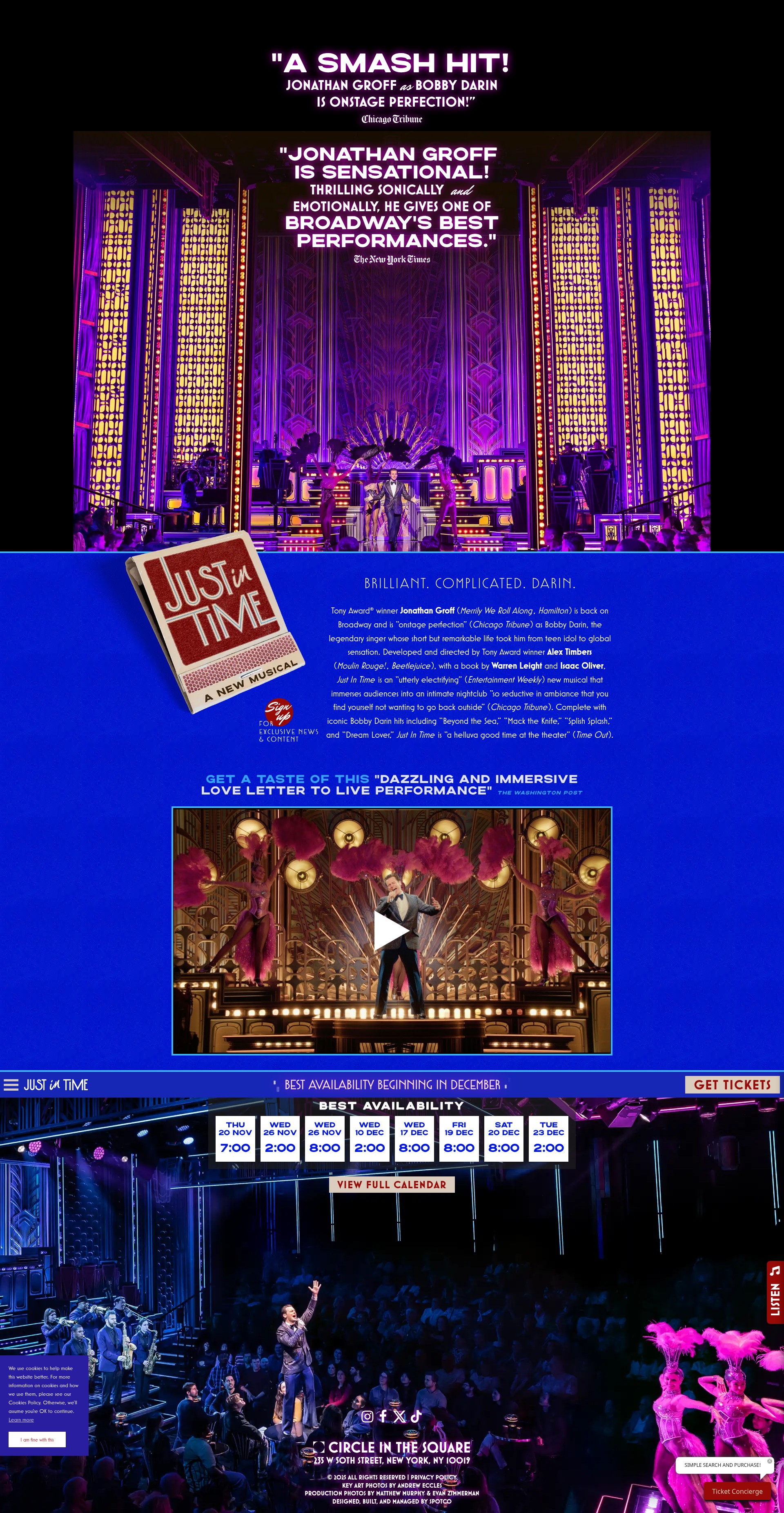 Screenshot of justintimebroadway.com