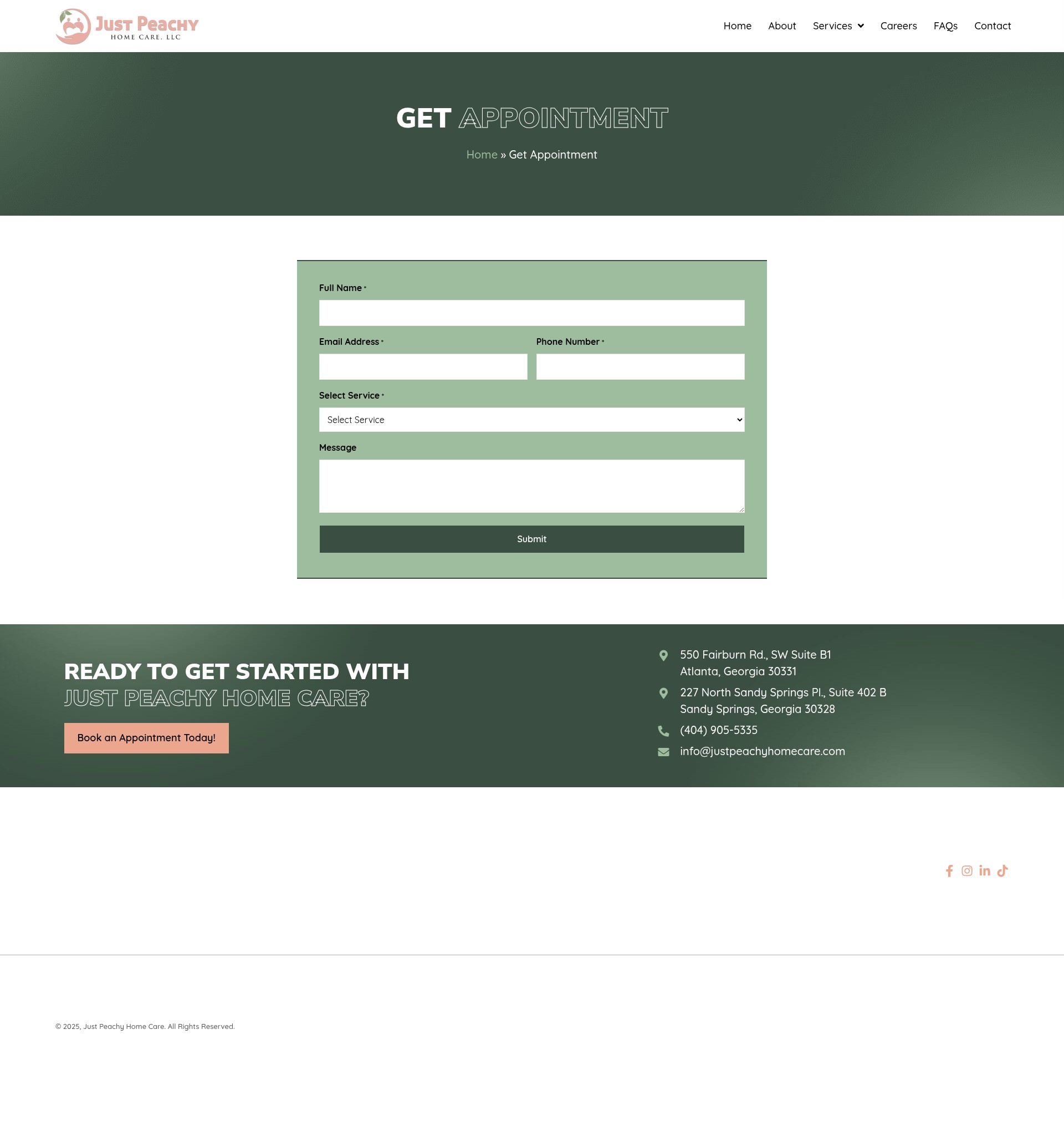 Screenshot of justpeachyhomecare.com