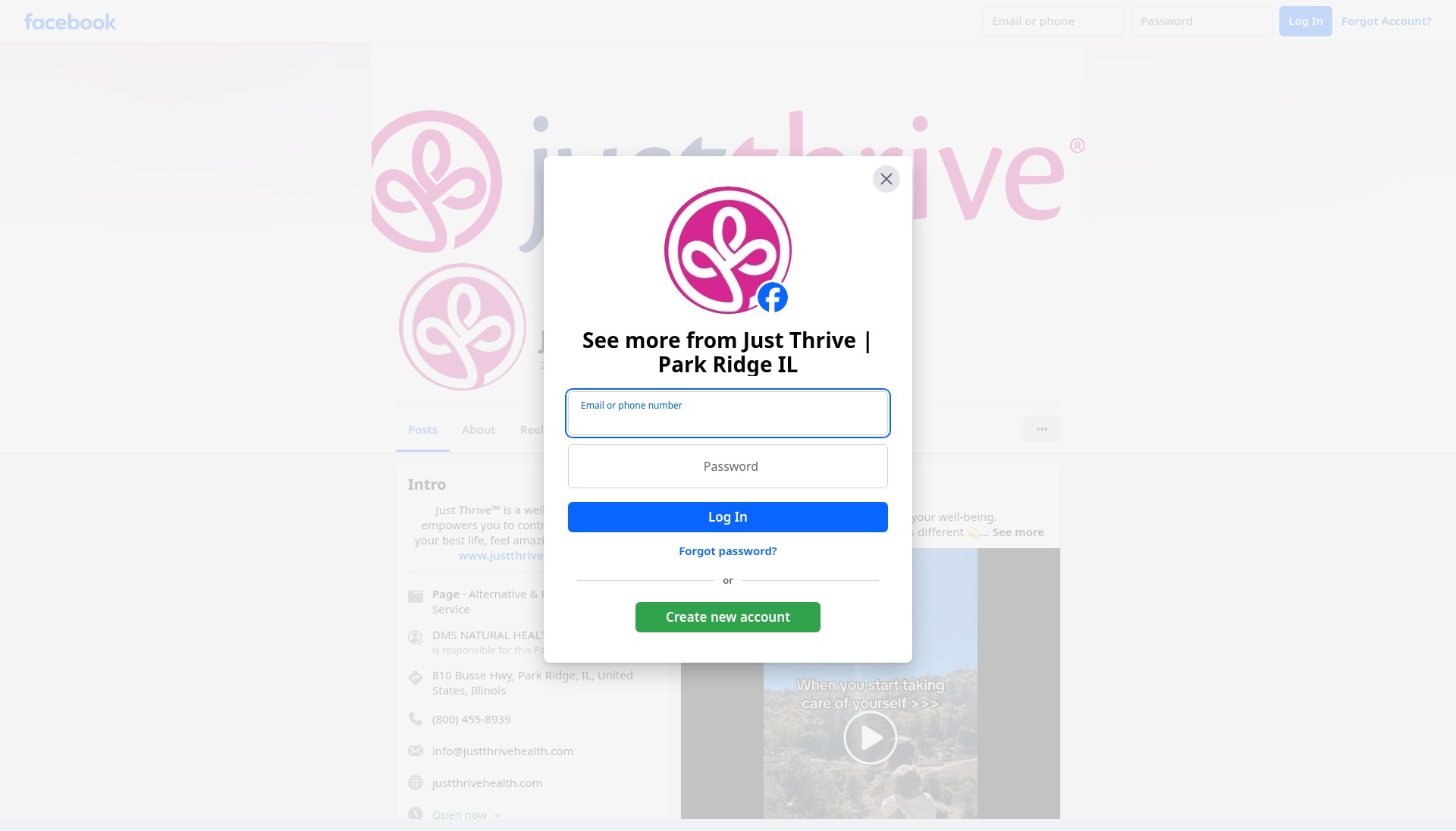 Screenshot of justthrivehealth.com