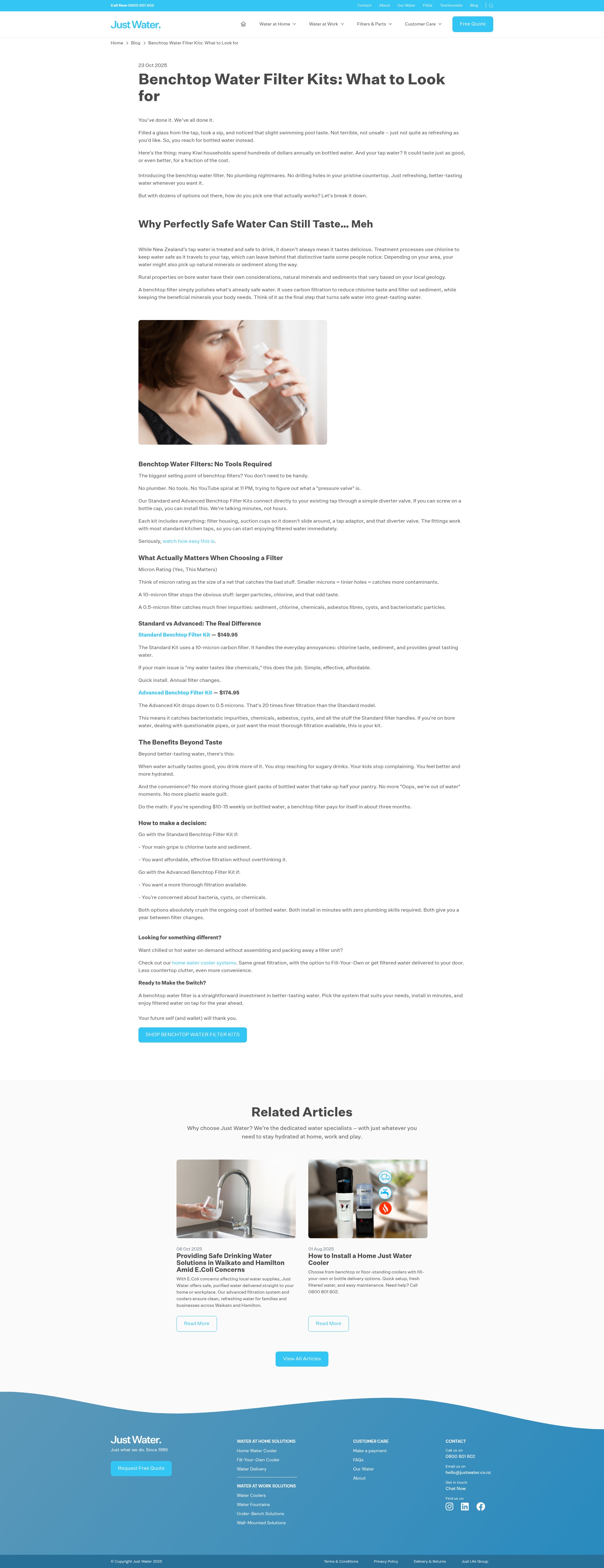 Screenshot of justwater.co.nz