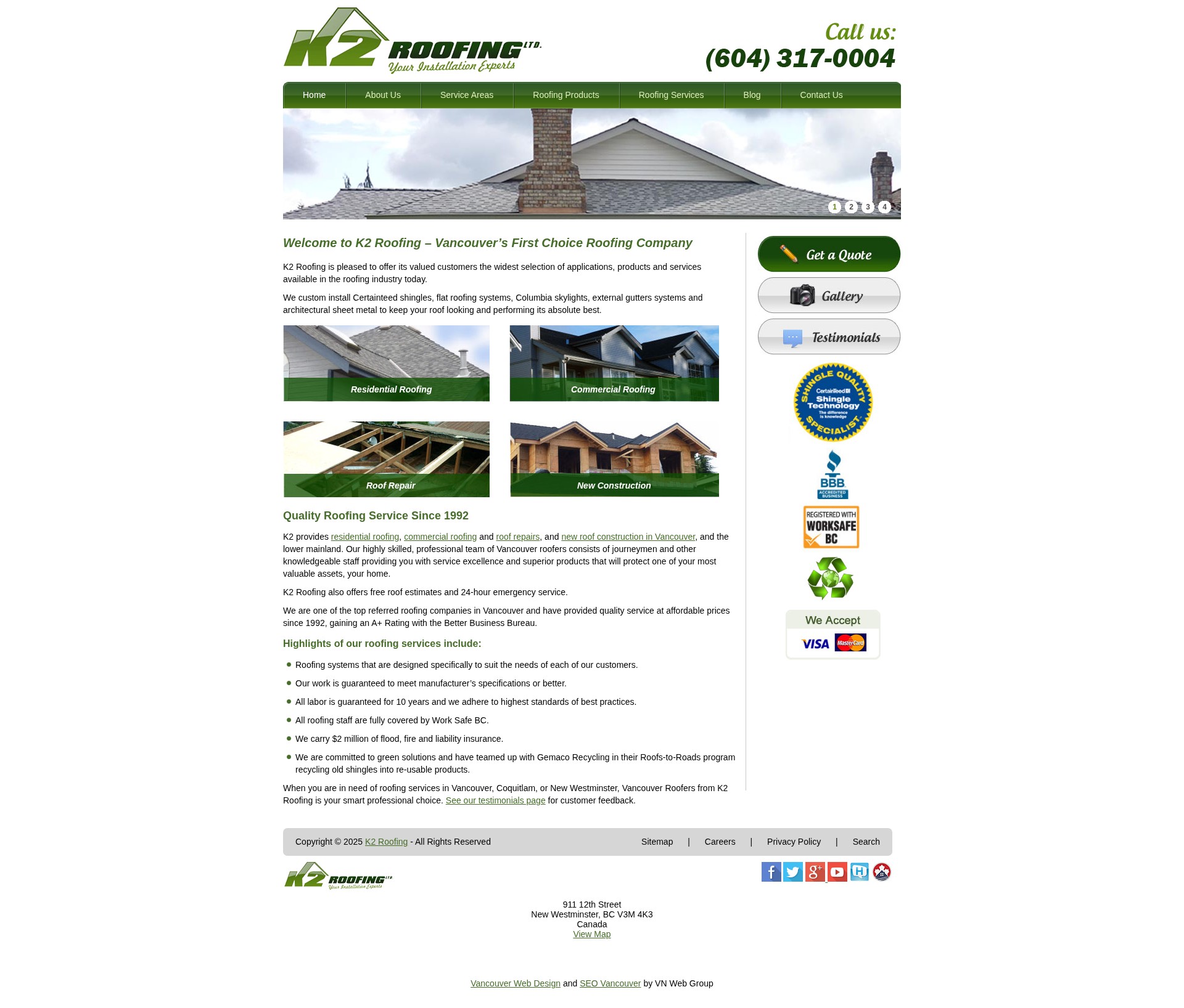 Screenshot of k2roofing.com