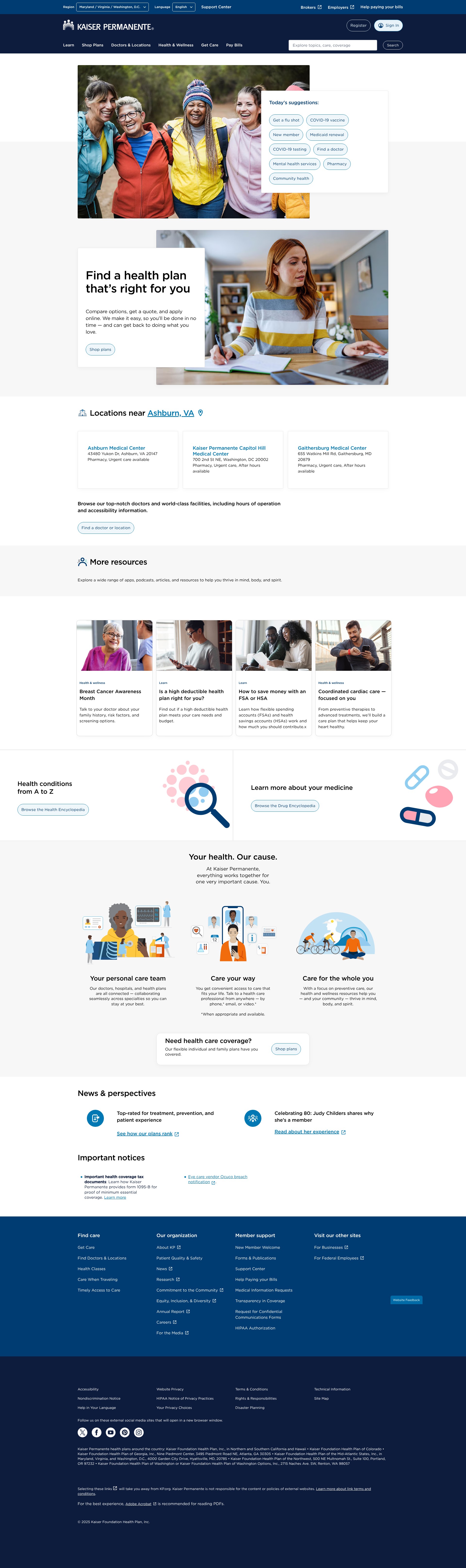 Screenshot of kaiserpermanente.org