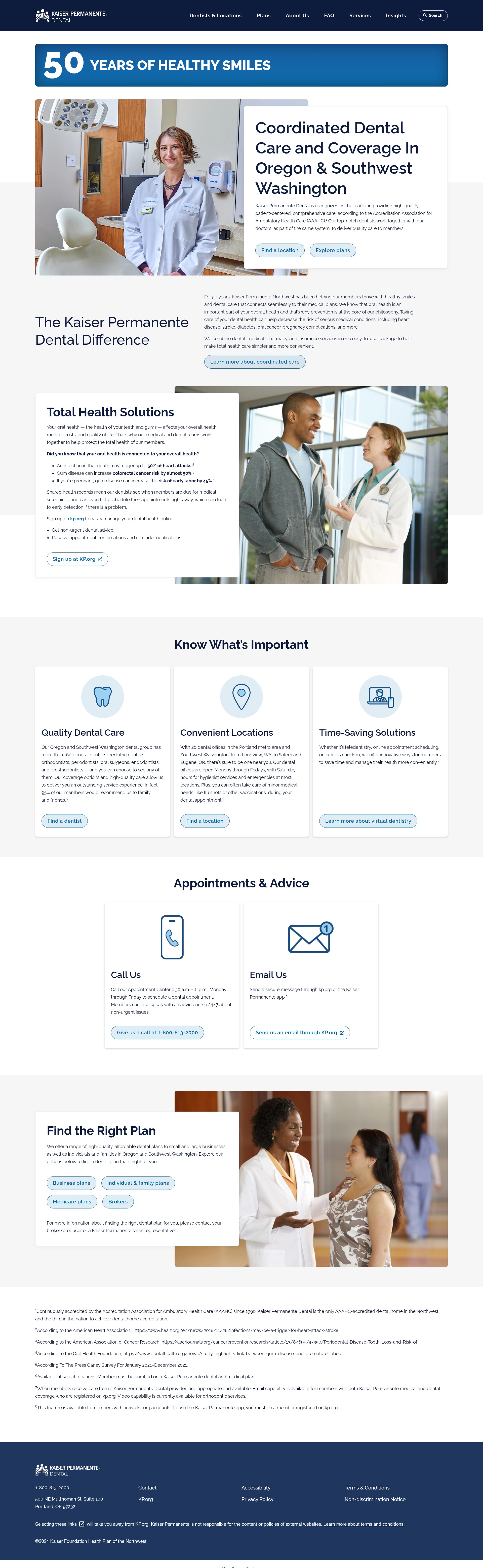 Screenshot of kaiserpermanentedentalnw.org