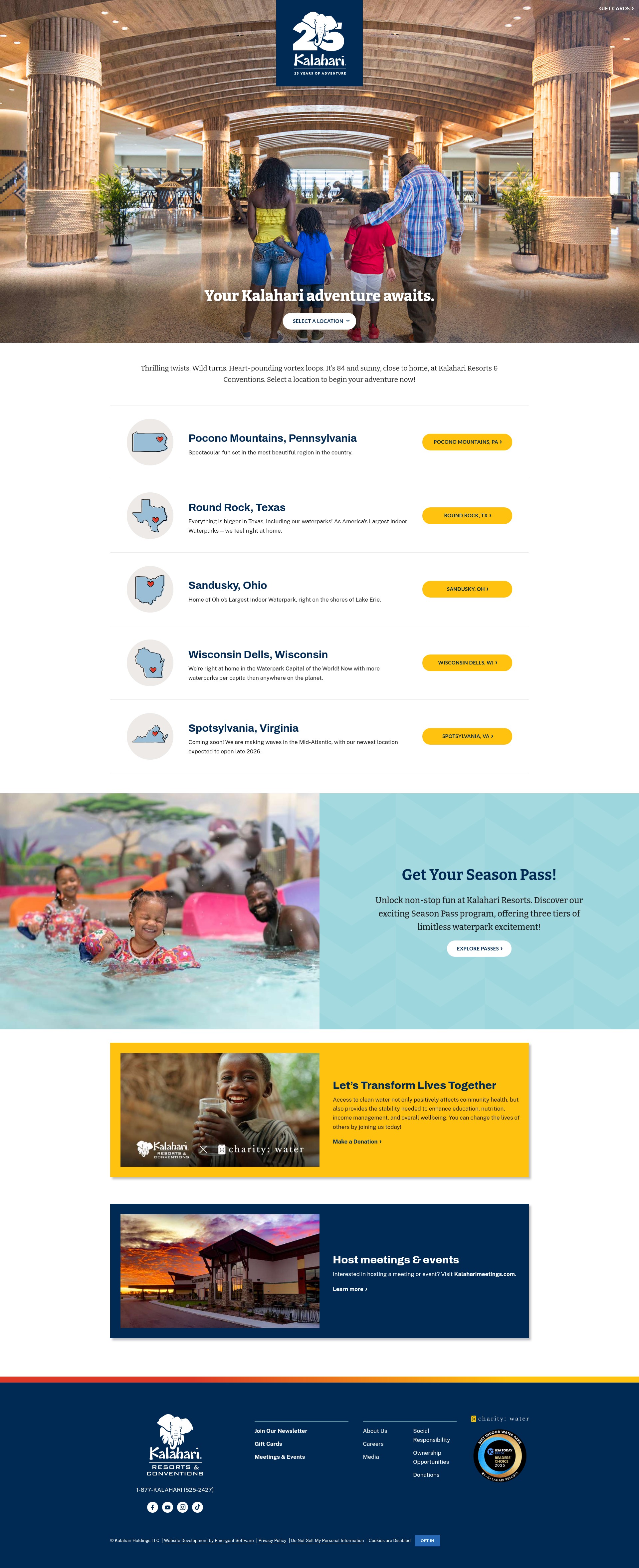 Screenshot of kalahariresorts.com
