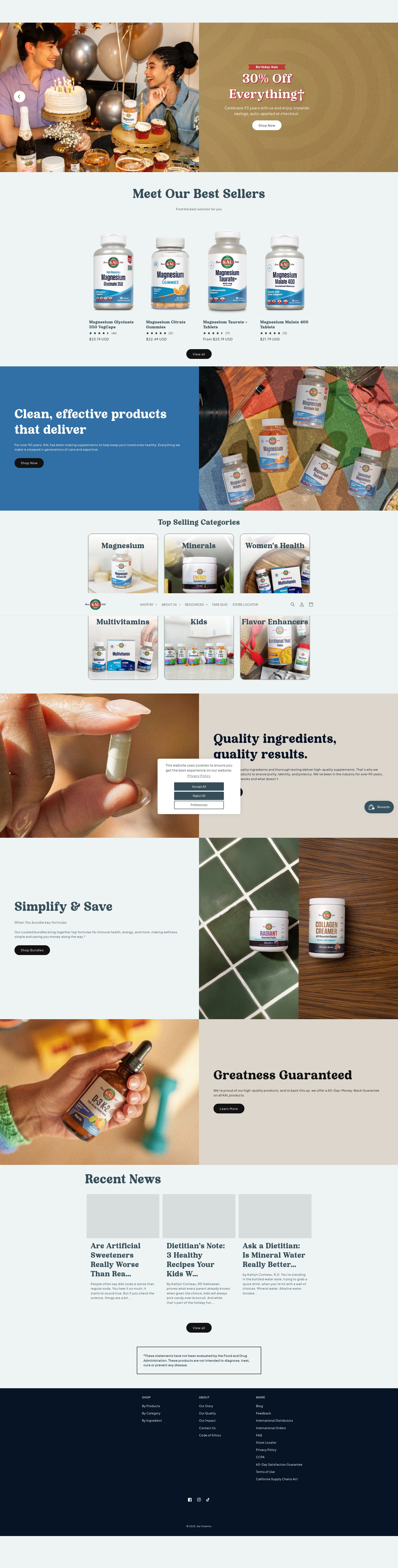 Screenshot of kalvitamins.com