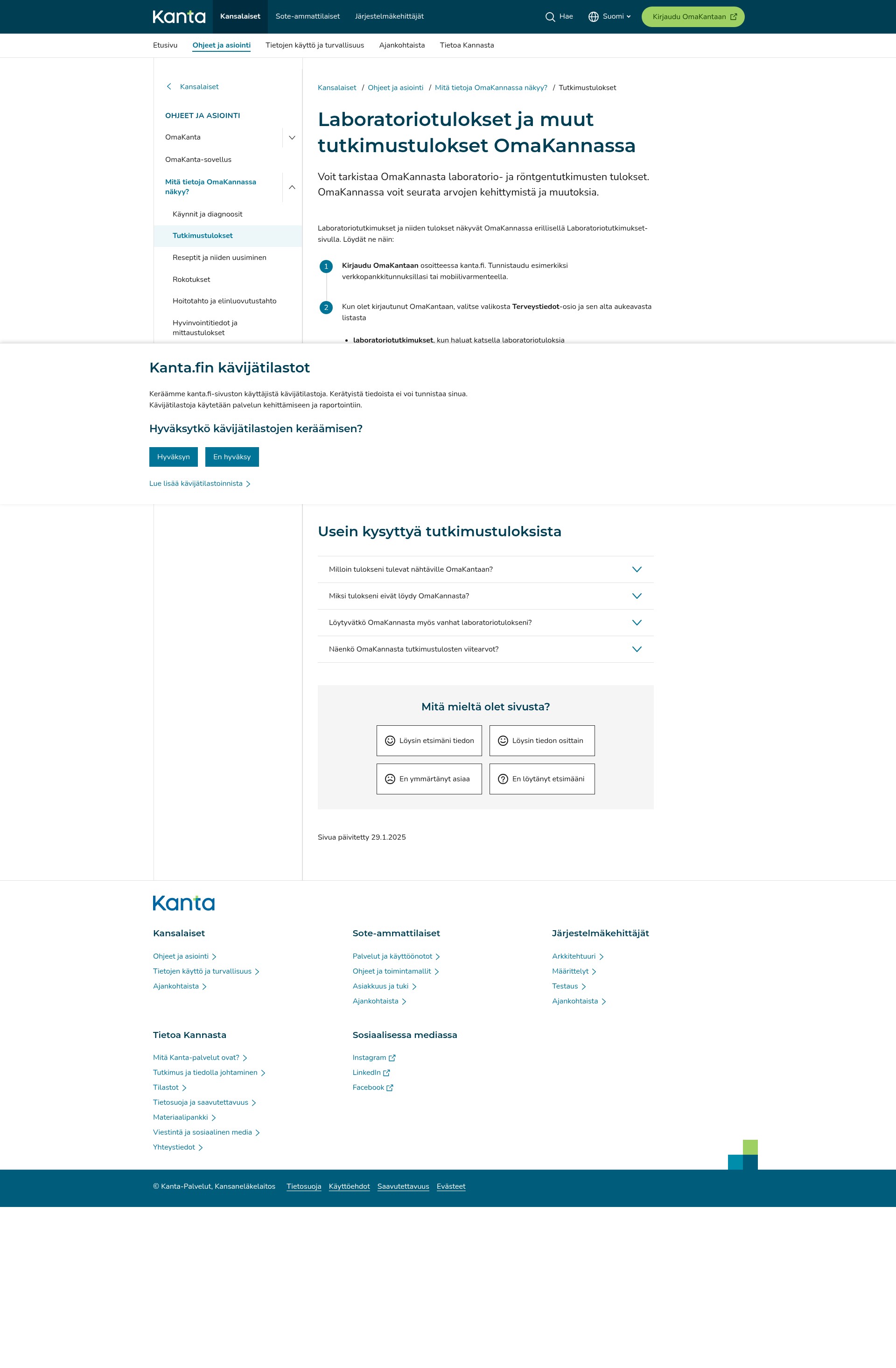 Screenshot of kanta.fi