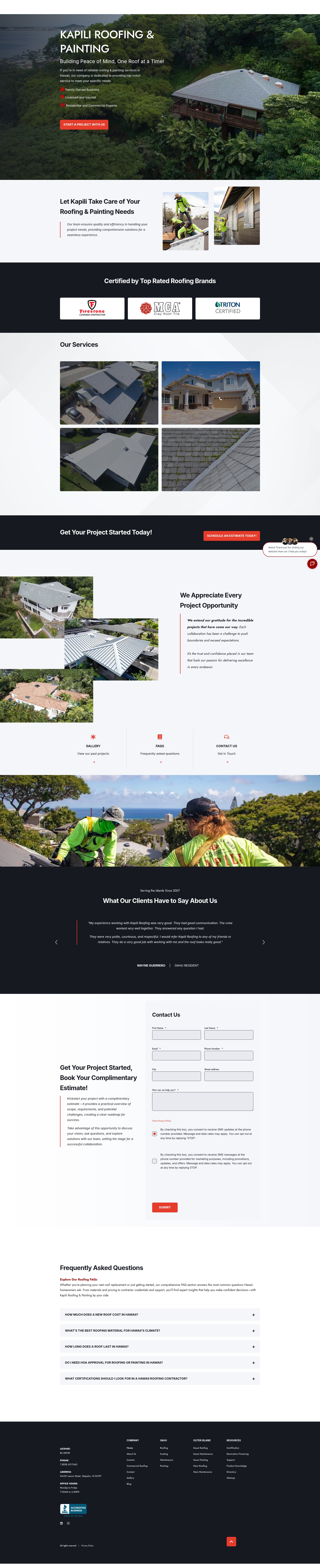 Screenshot of kapiliroof.com