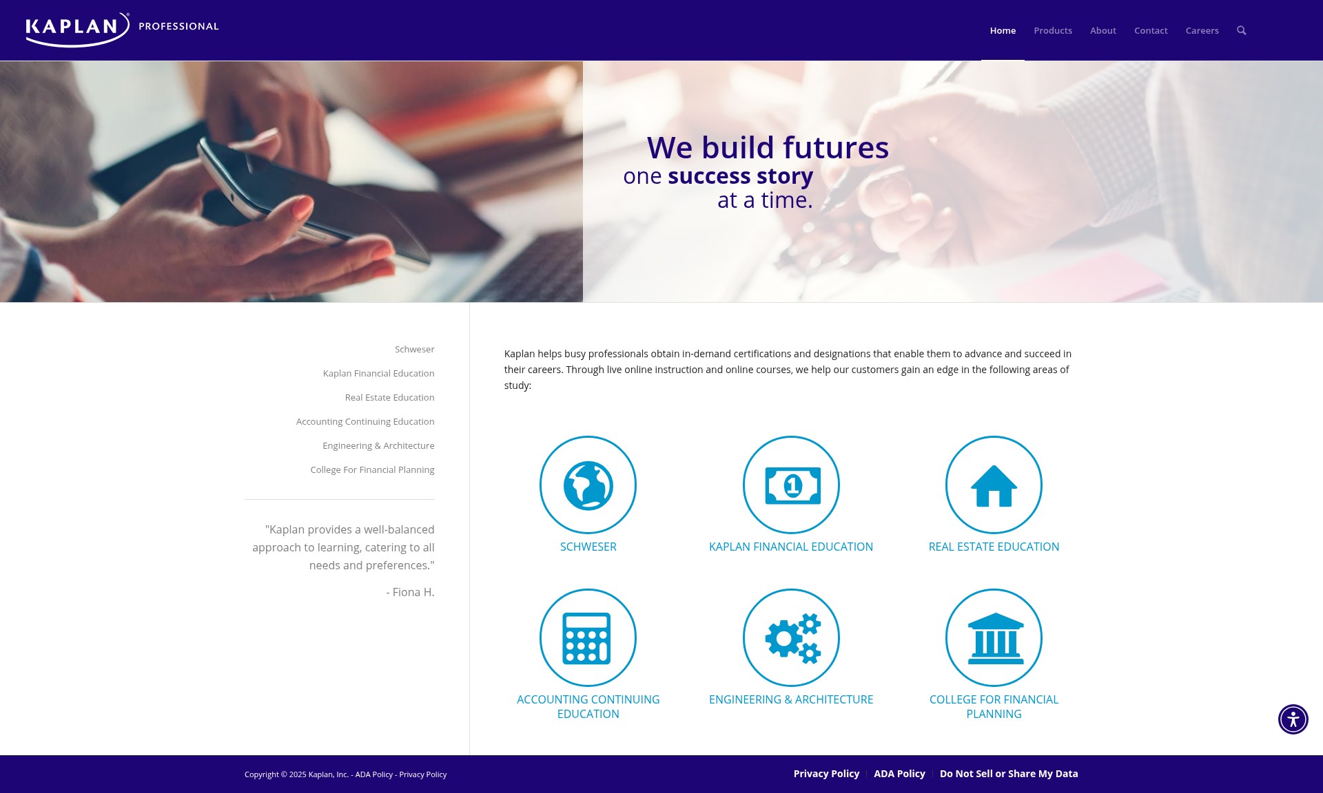 Screenshot of kaplanprofessional.com