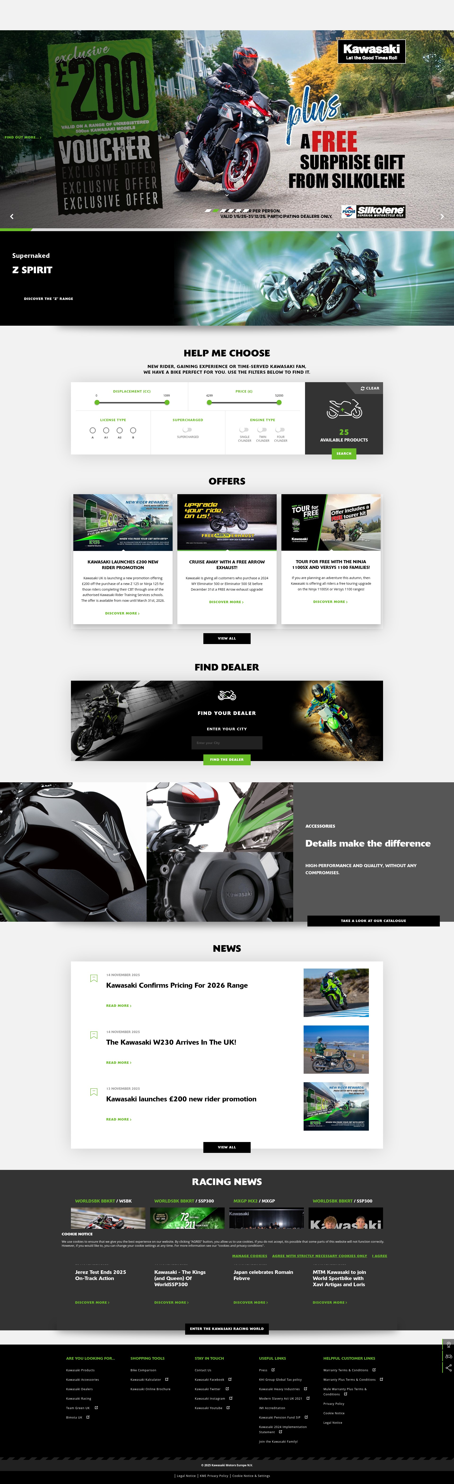 Screenshot of kawasaki.co.uk