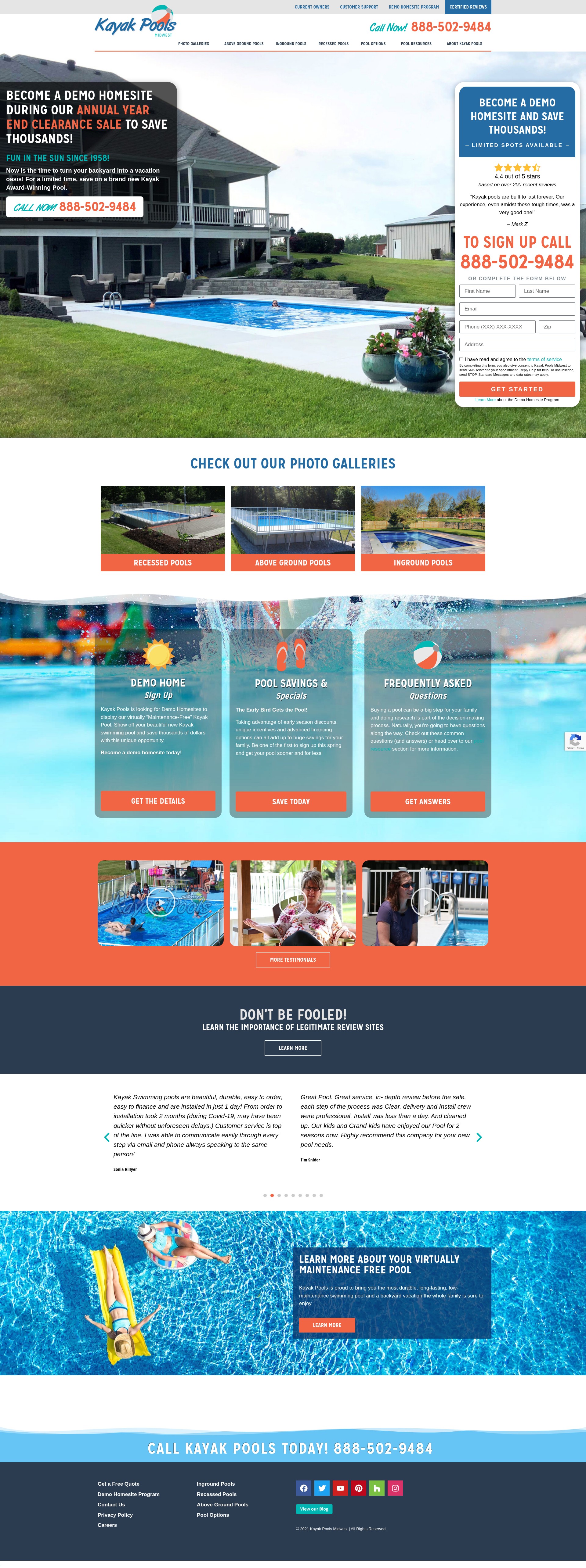 Screenshot of kayakpoolsmidwest.com