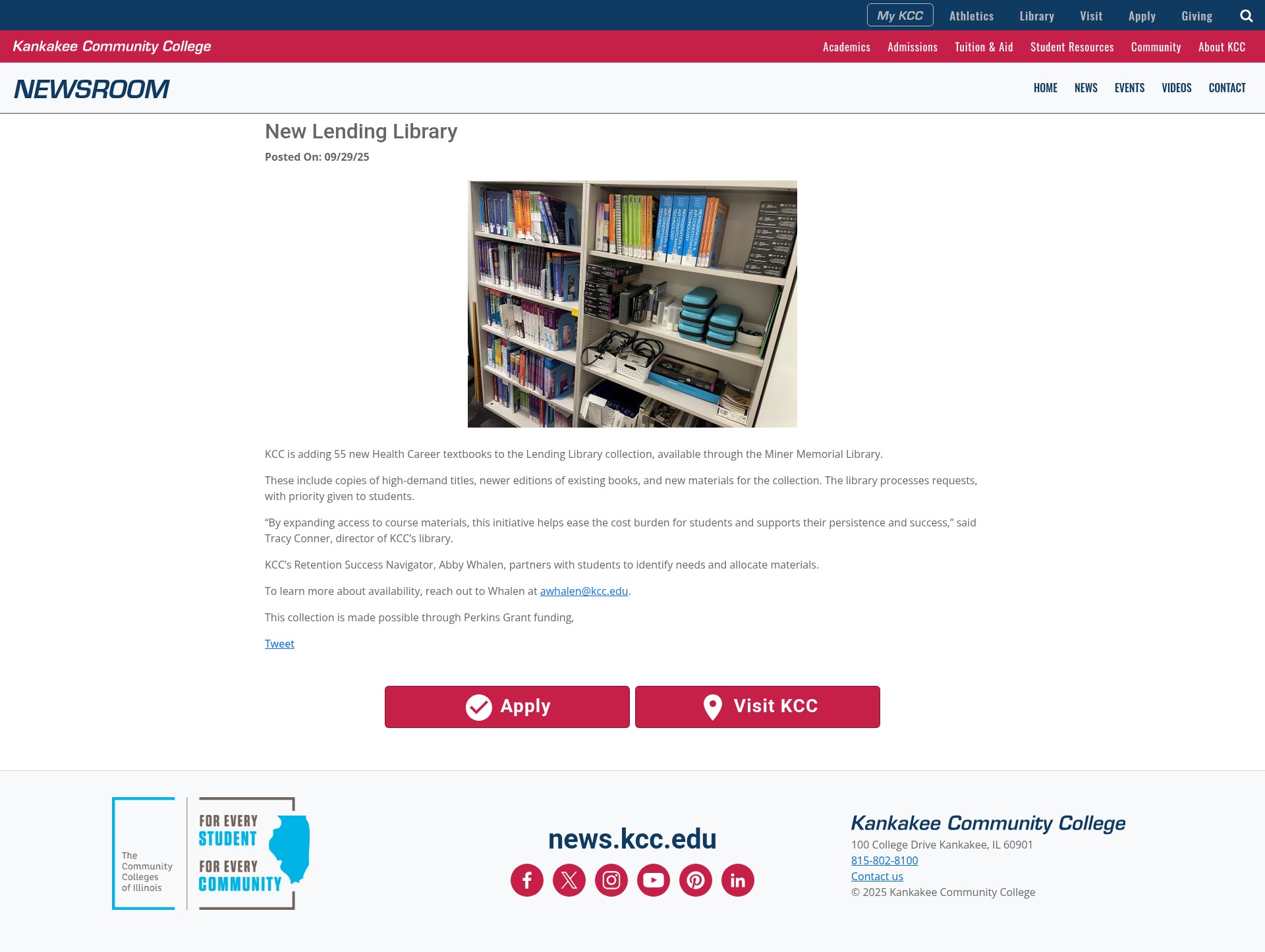 Screenshot of kcc.edu