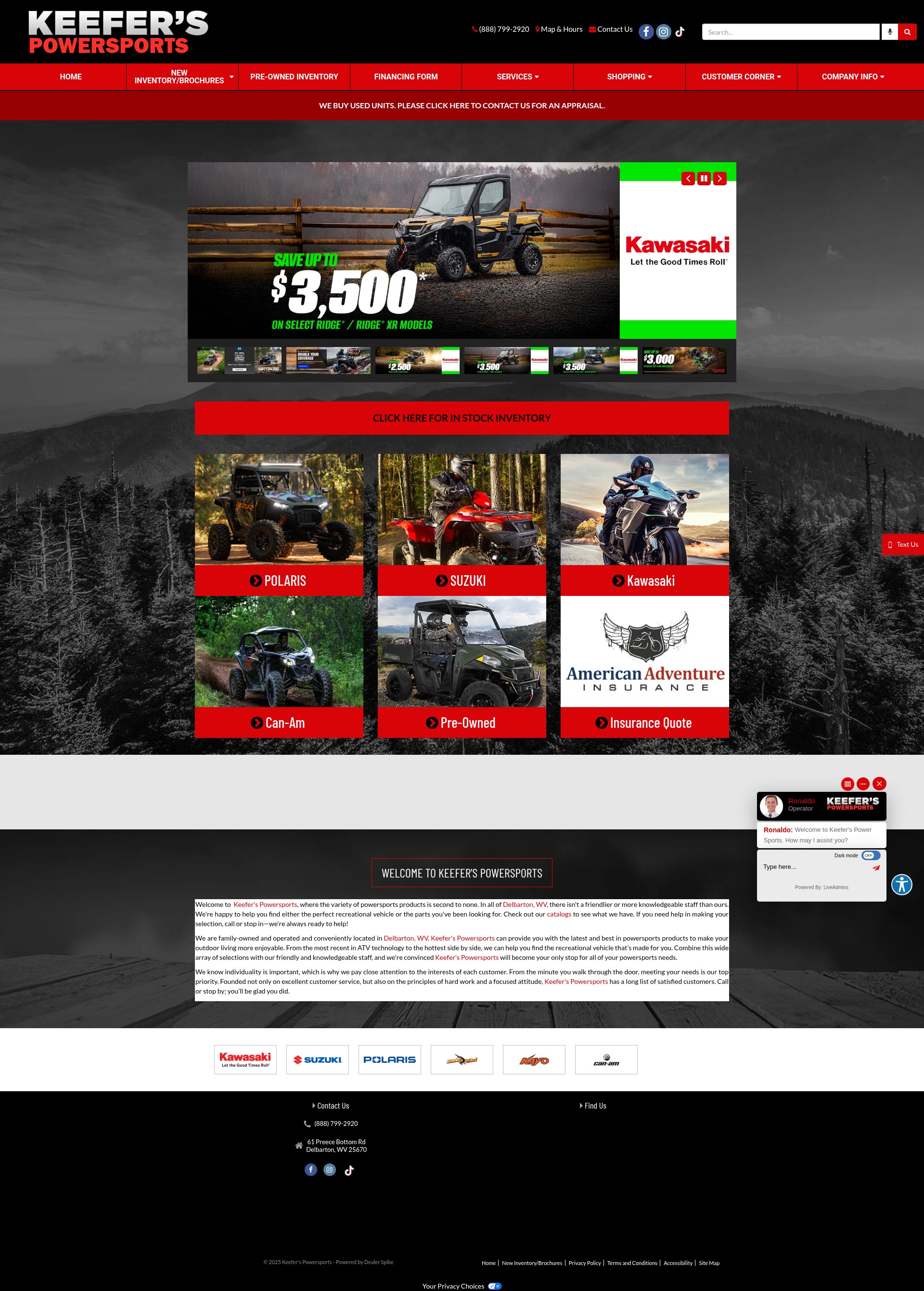 Screenshot of keeferpowersports.net