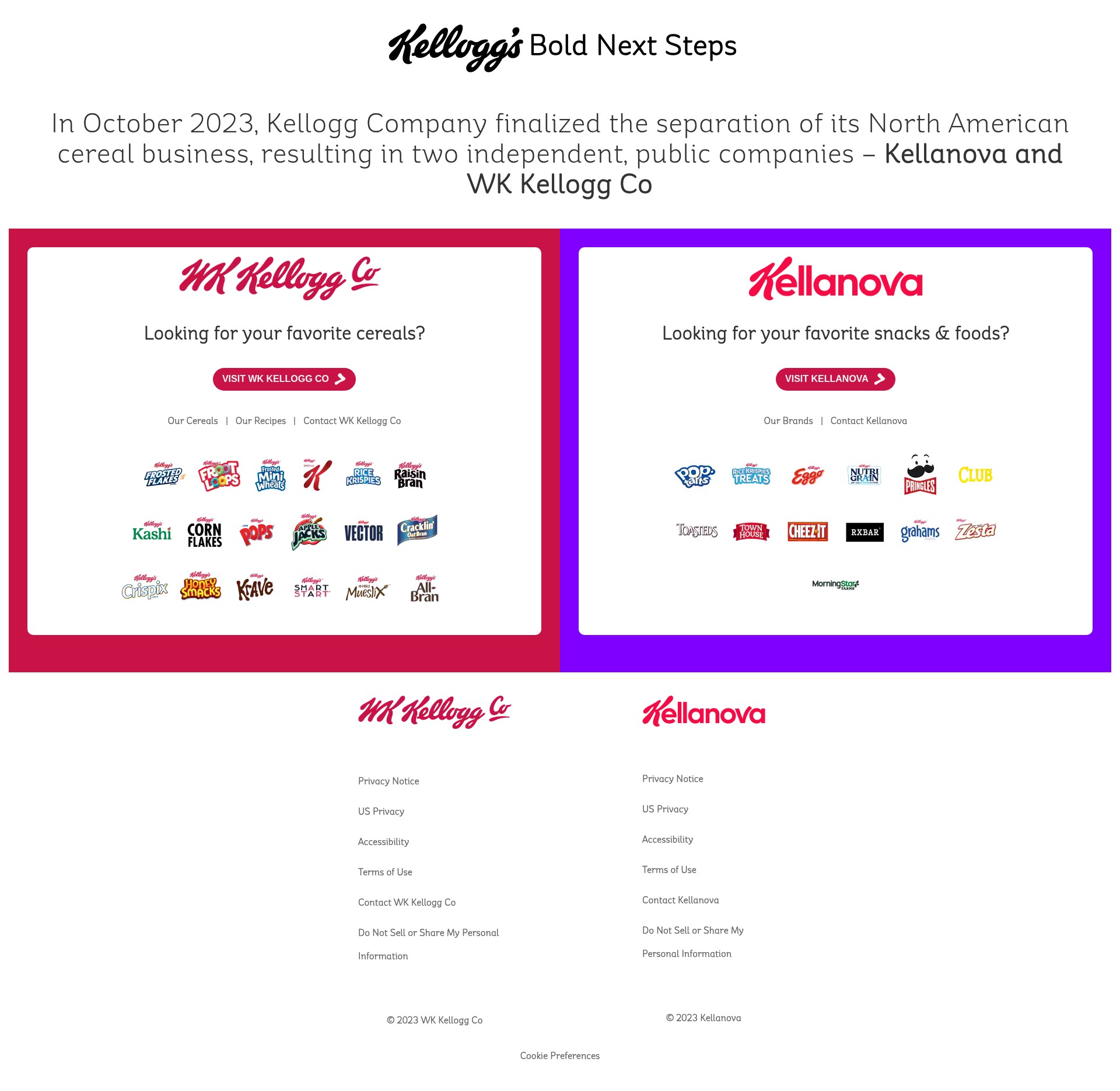 Screenshot of kelloggs.com