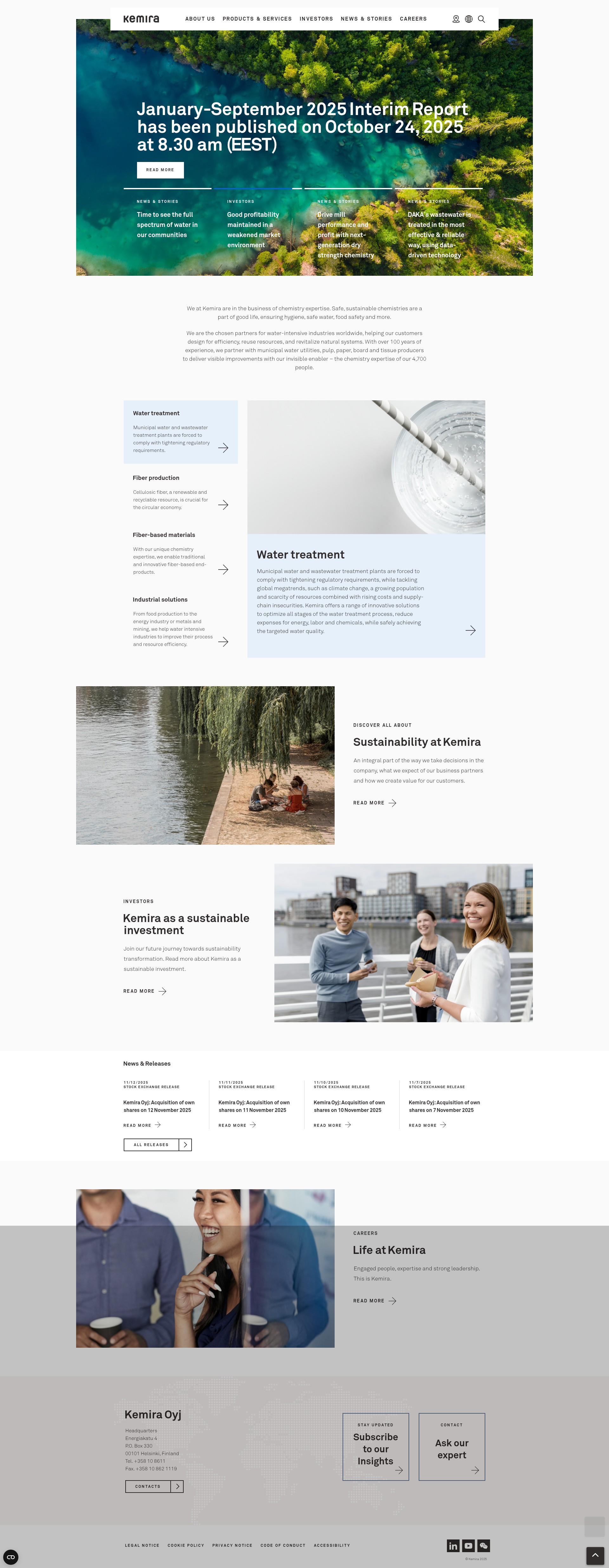 Screenshot of kemira.com