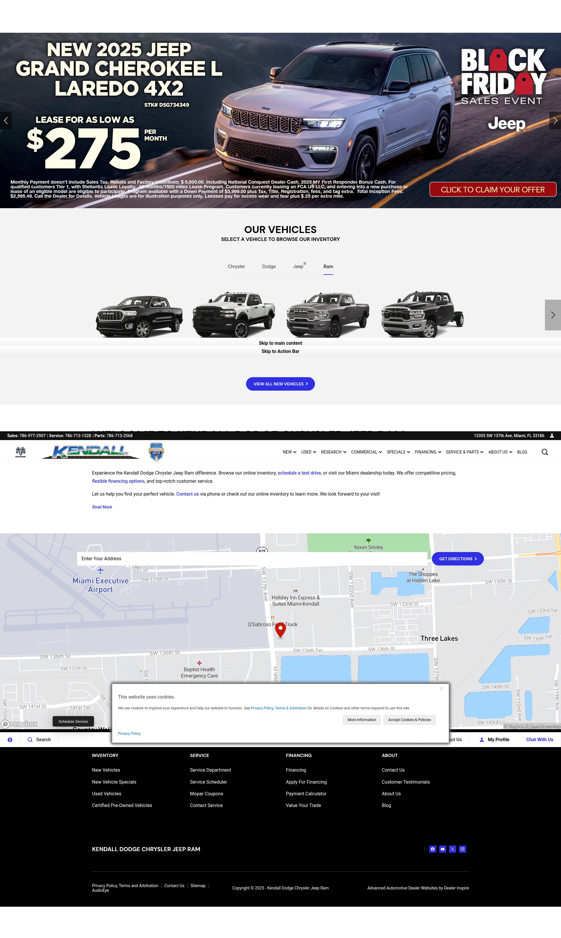 Screenshot of kendalldodgechryslerjeepram.com