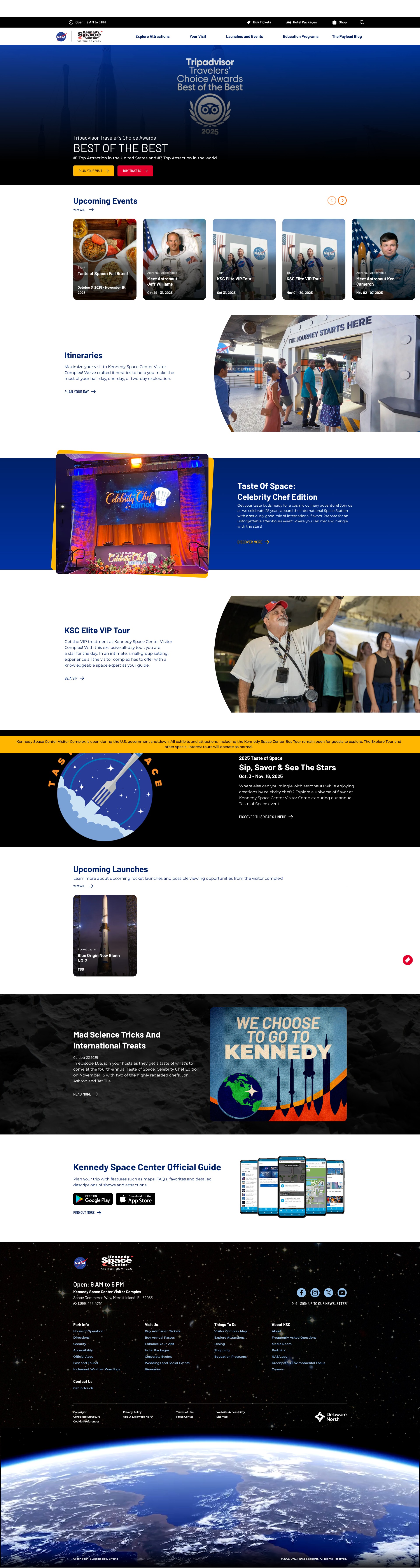 Screenshot of kennedyspacecenter.com
